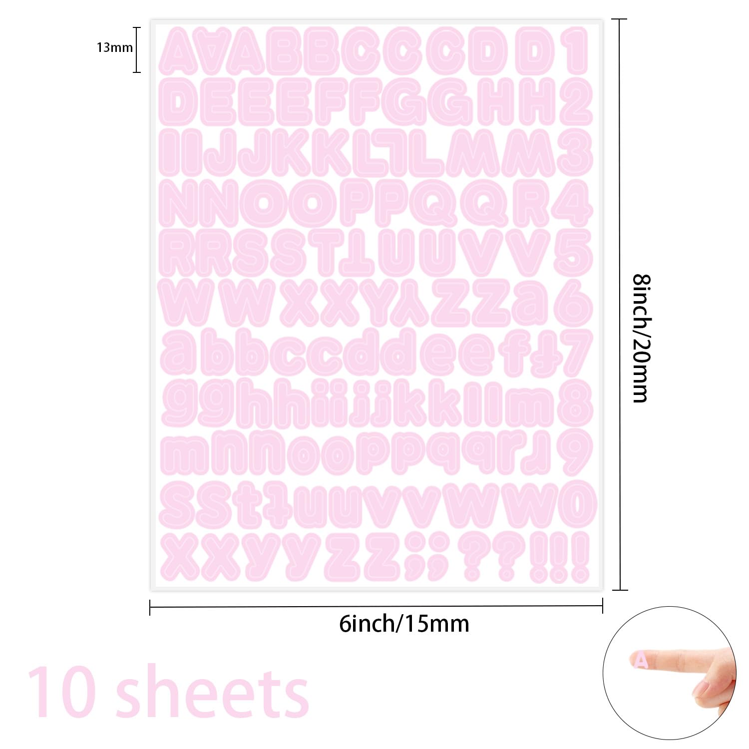 Pink Alphabet Letter Stickers - 1/2 Inch Self-Adhesive Vinyl Letters, Numbers for Mailbox, Bulletin Boards, Classroom & Home Decor - 10 Sheets Pack - Perfect for DIY Crafts, Scrapbooking, and Organization Projects