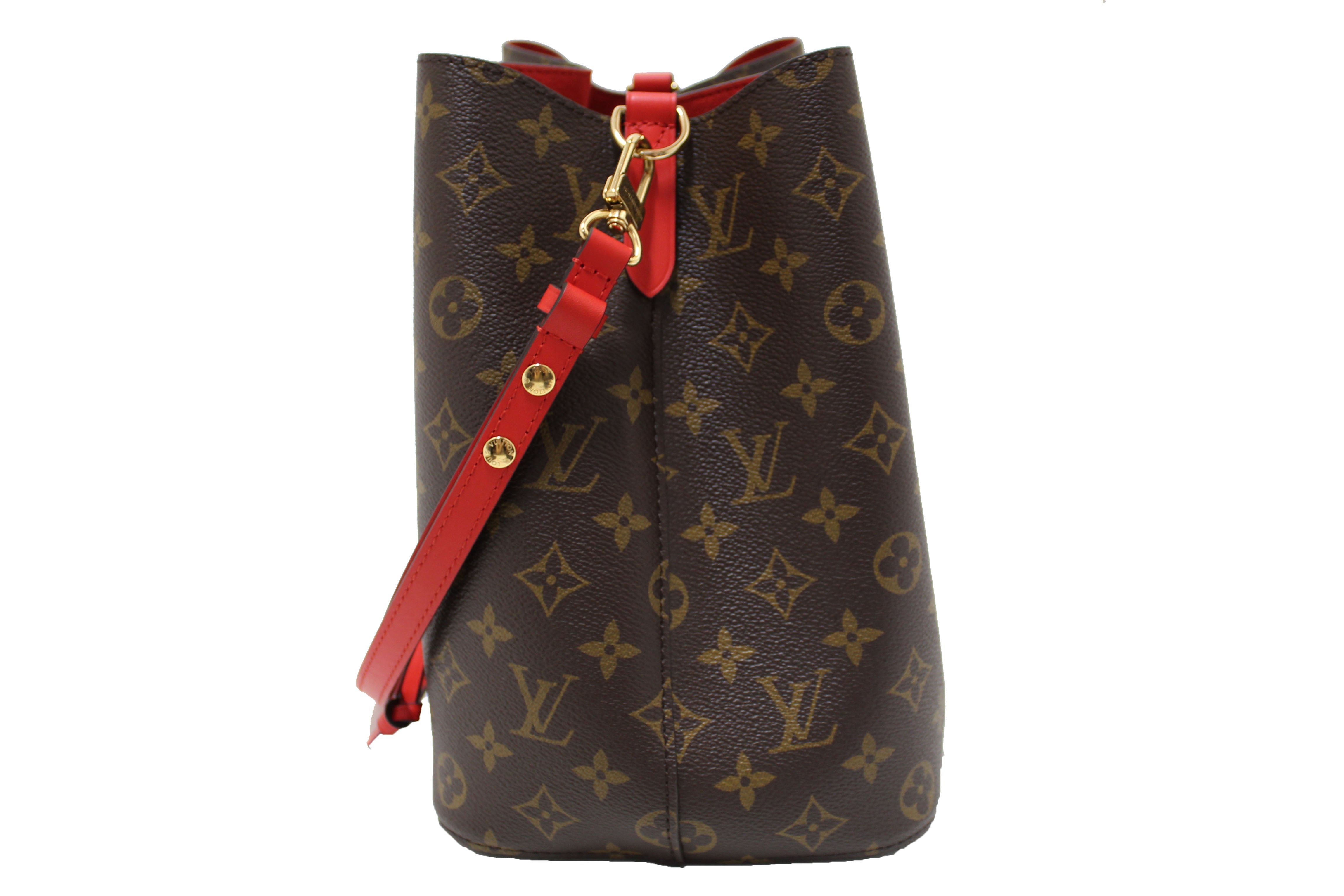 Authentic Louis Vuitton Classic Monogram Red NeoNoe Shoulder Bag for Women - Luxury Designer Handbag for Work, Travel & Everyday Use