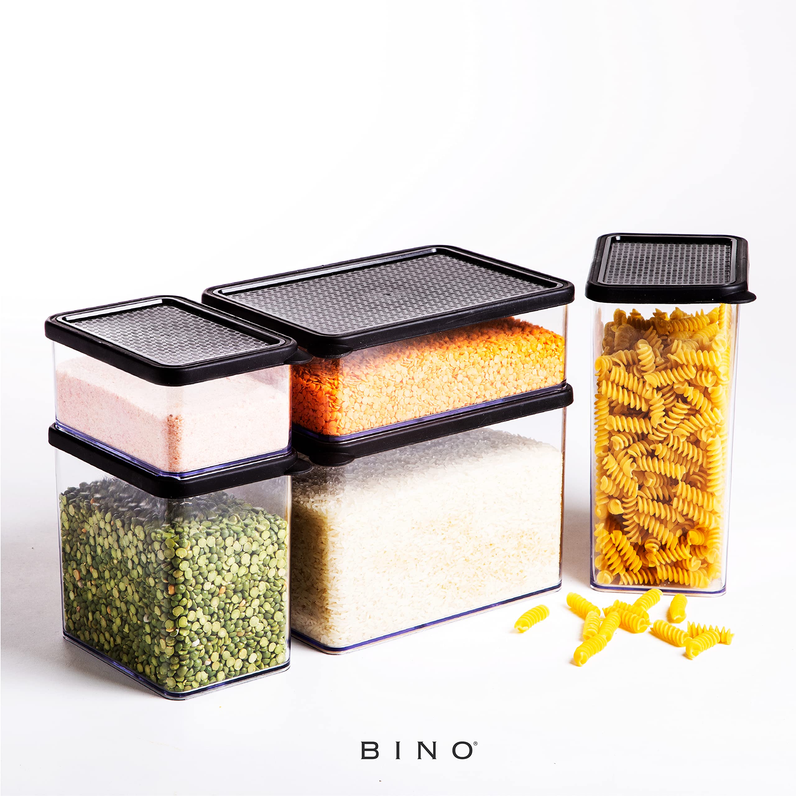 BINO Airtight Food Storage Containers 24-Pack, 1.8 Qt (1.75 Liter) Black - BPA-Free Kitchen Organization Containers with Lids for Pantry, Cereal, Flour, Sugar & Meal Prep | THE SNAP COLLECTION