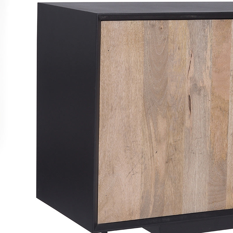 RADLEY 180 cm Solid Mango Wood Sideboard - Natural & Black Finish for Living Room, Dining Room, or Hallway Storage