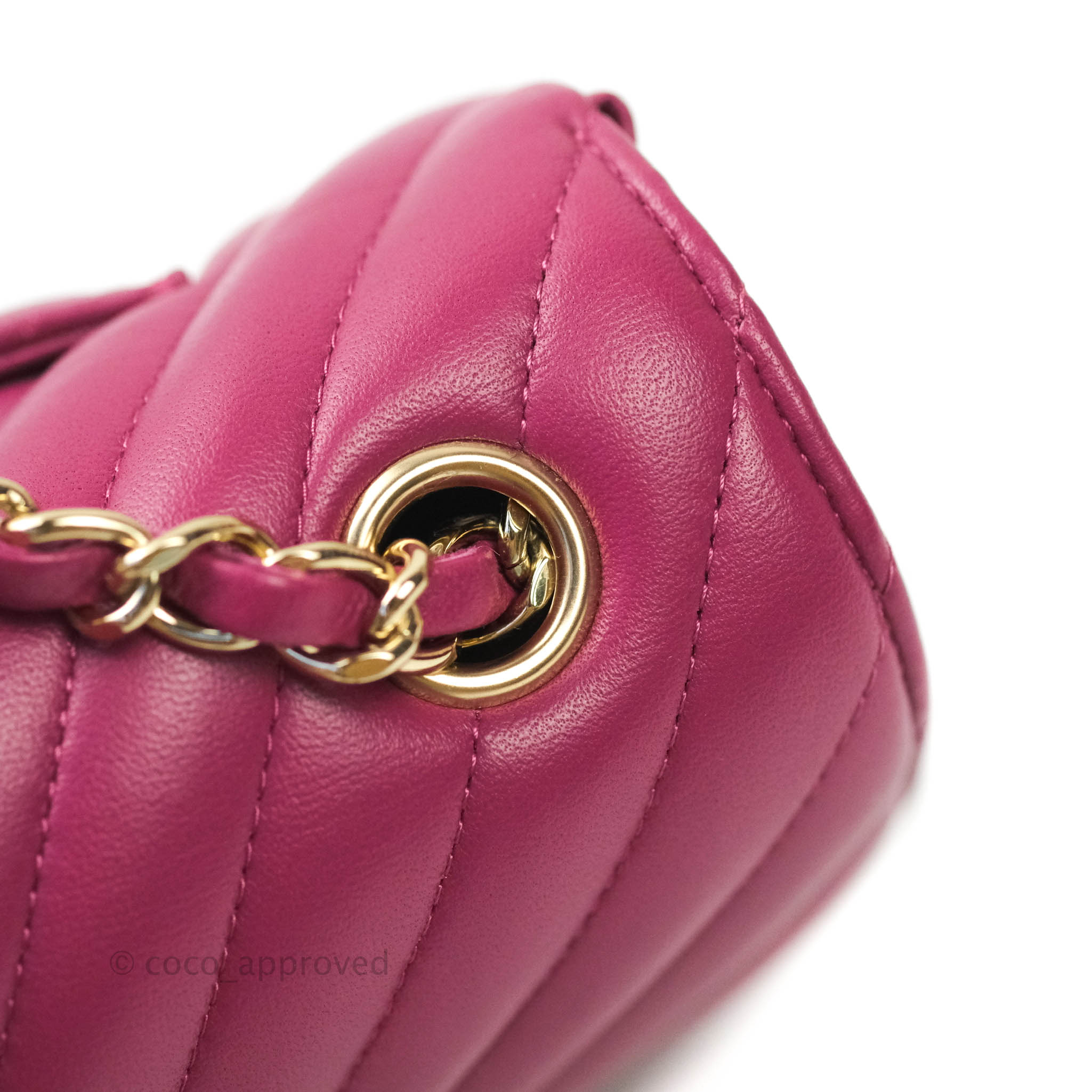 Chanel Chevron Mini Rectangular Lambskin Flap Bag in Dark Pink with Gold Hardware - Perfect for Evening Events & Luxury Fashion Accessories