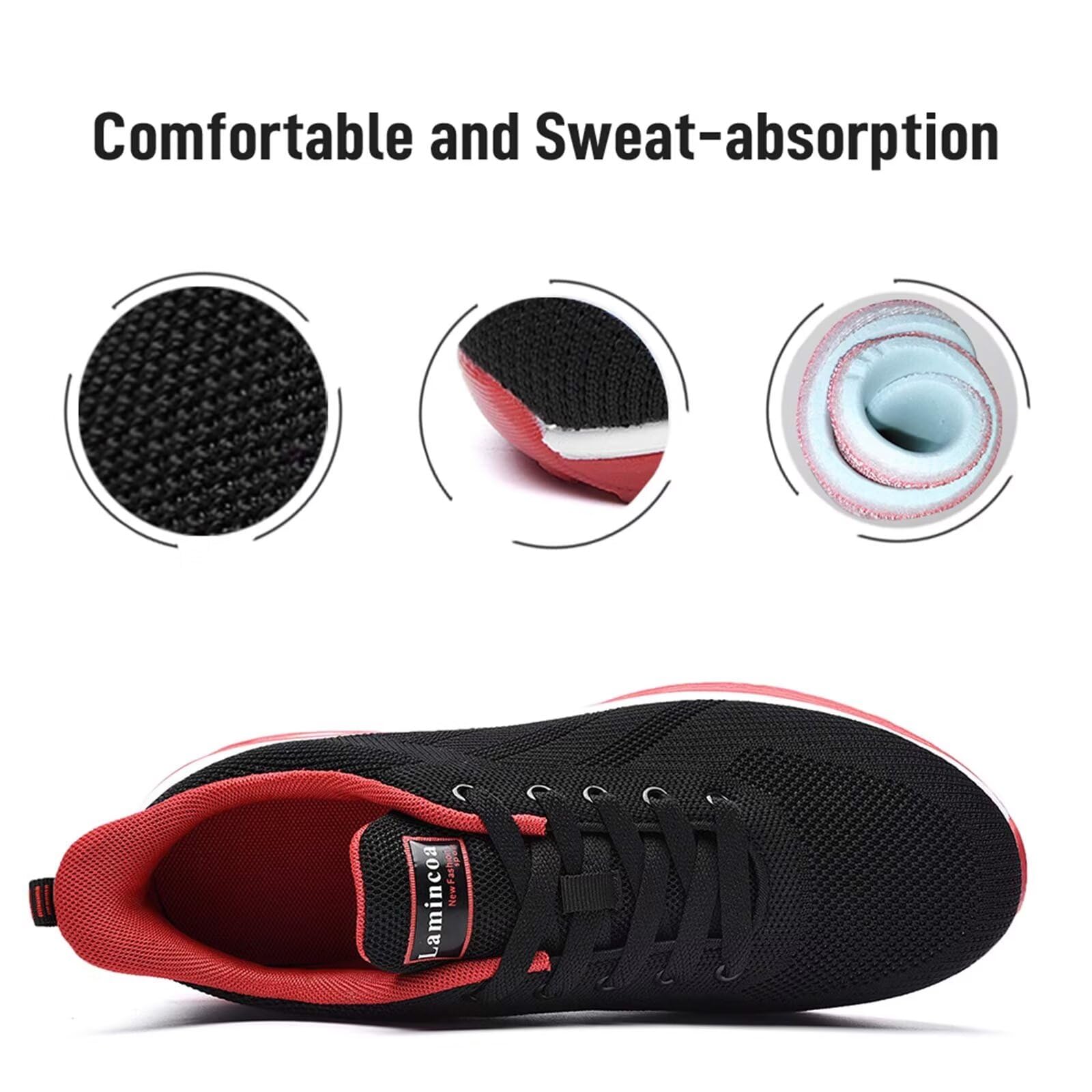 Lamincoa Women's Lightweight Walking & Running Shoes - Breathable Mesh Sneakers with Non-Slip Air Cushion for Gym, Workout, Tennis & Sports | Perfect for Jogging, Training & Daily Wear