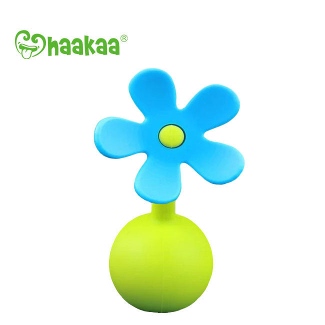 Haakaa Silicone Breast Pump Flower Stopper - Blue | Leak-Proof Breast Milk Collector for Nursing Moms | Perfect for On-the-Go Pumping & Hands-Free Use