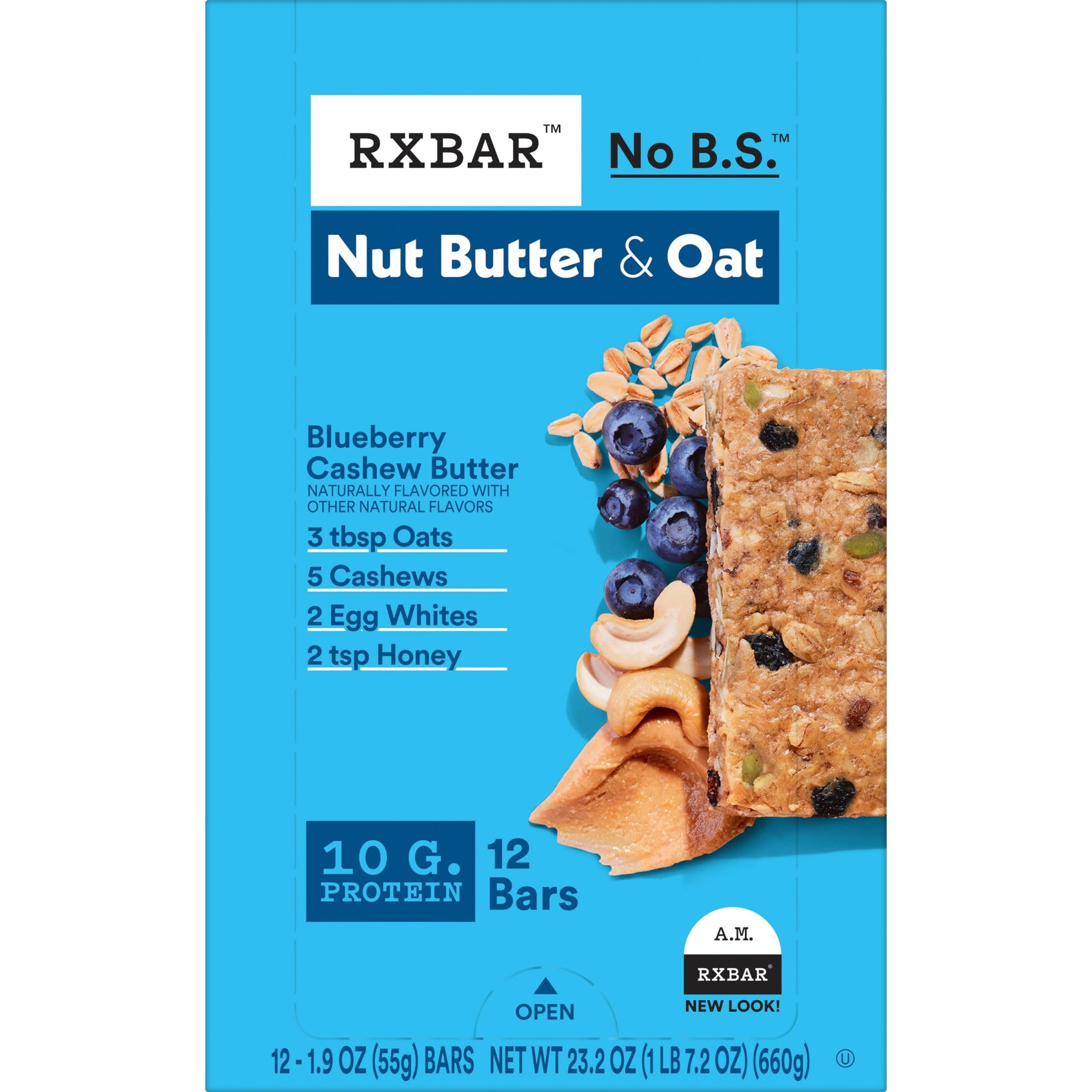 RXBAR Protein Bars - Blueberry Cashew Butter, 12 Pack for Workout & Snacking