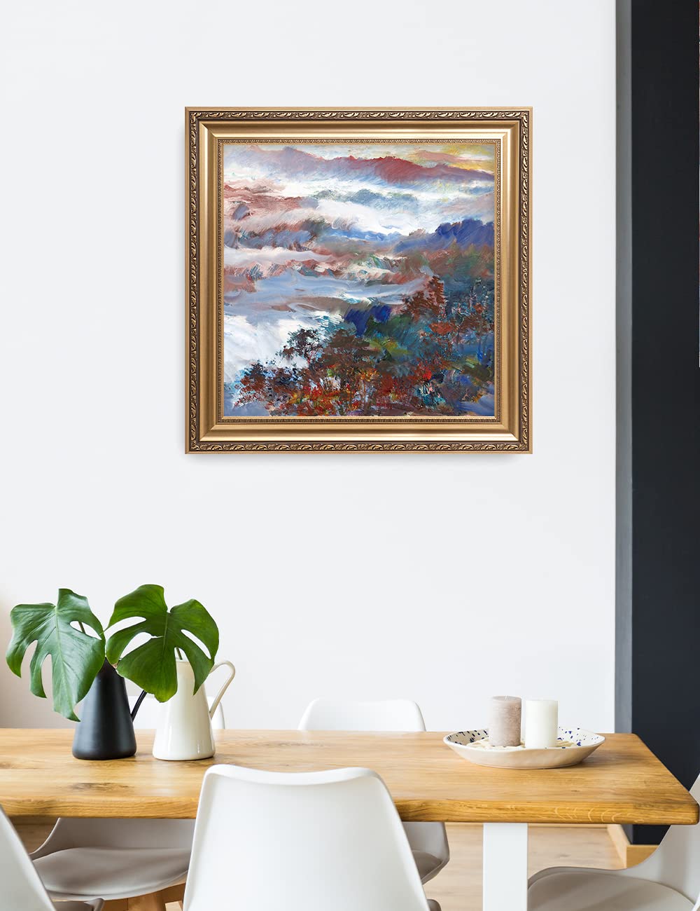 DECORARTS - David Ma Mountain Overlook Abstract Landscape Wall Art Print - 30x30 Inch Giclee Framed Canvas - Ready to Hang - Perfect for Living Room, Bedroom & Office Decor