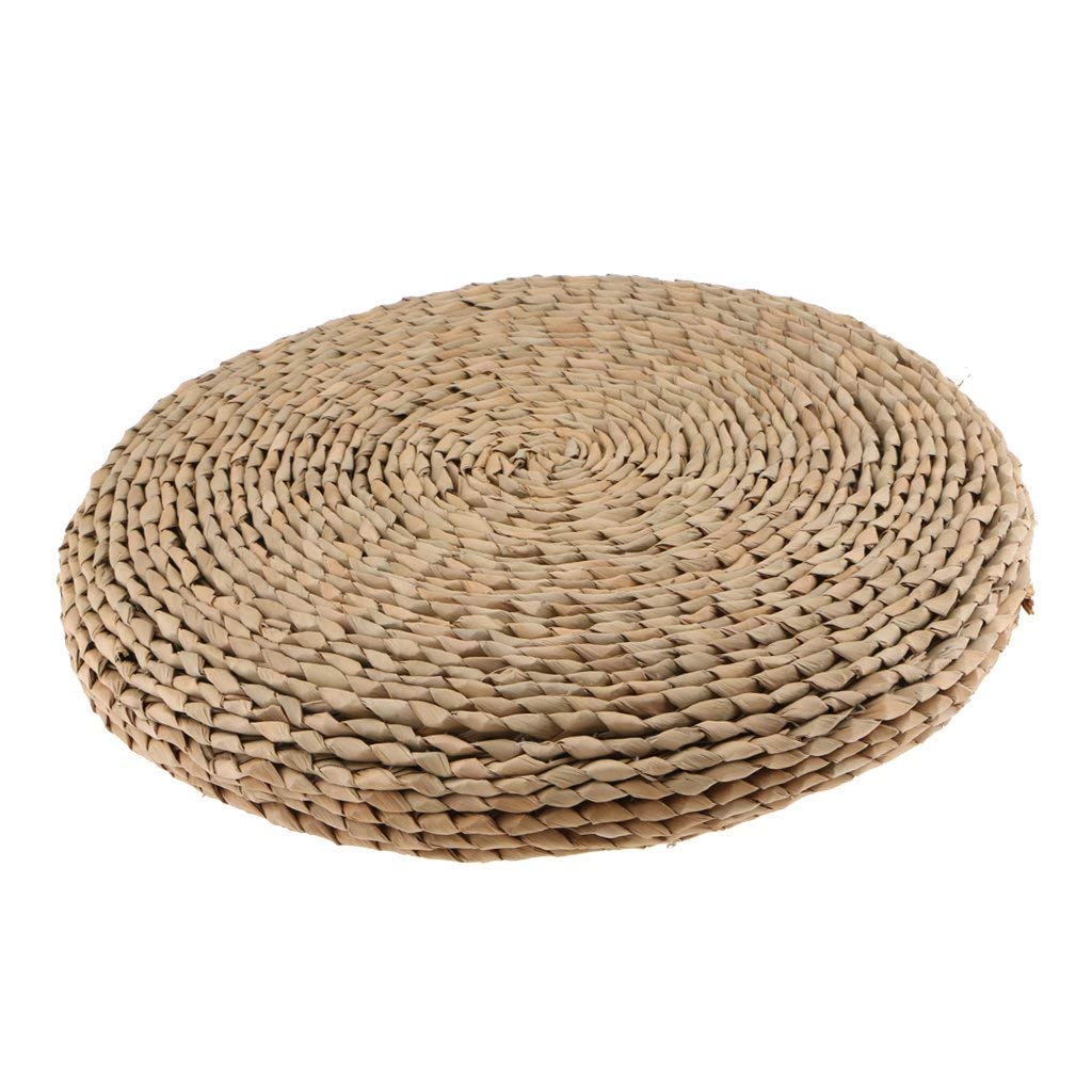 HAUWELL Handmade Japanese Tatami Round Braided Straw Seat Cushion - 19.7 Inch Natural Woven Yoga Mat & Zafu Meditation Pillow - Perfect for Zen Decor, Floor Sitting & Home Meditation Practice