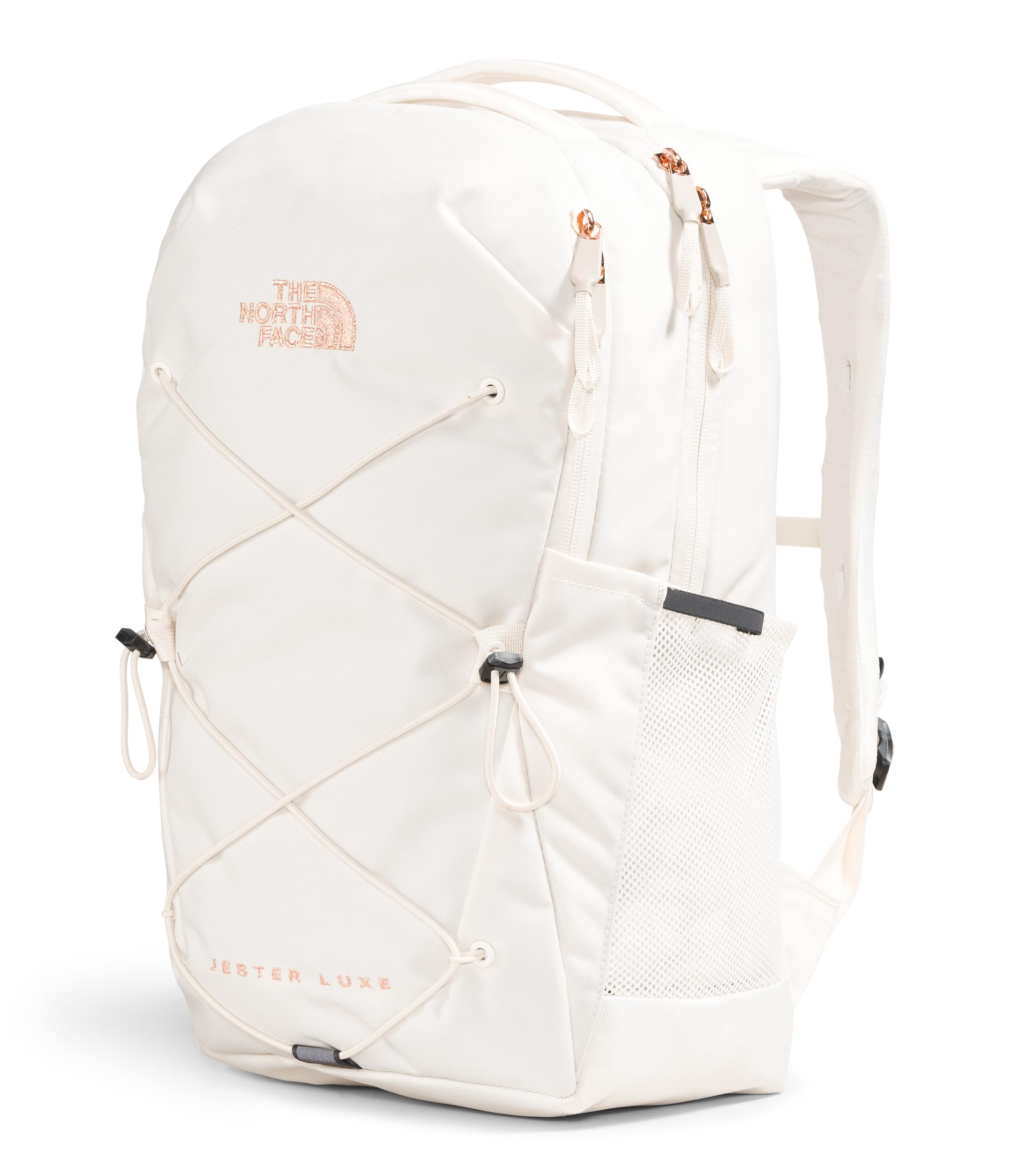 THE NORTH FACE Women's Jester Luxe Everyday Laptop Backpack - Lightweight Durable School & Work Bag - Gardenia White/Burnt Coral Metallic - Perfect for College, Office & Travel