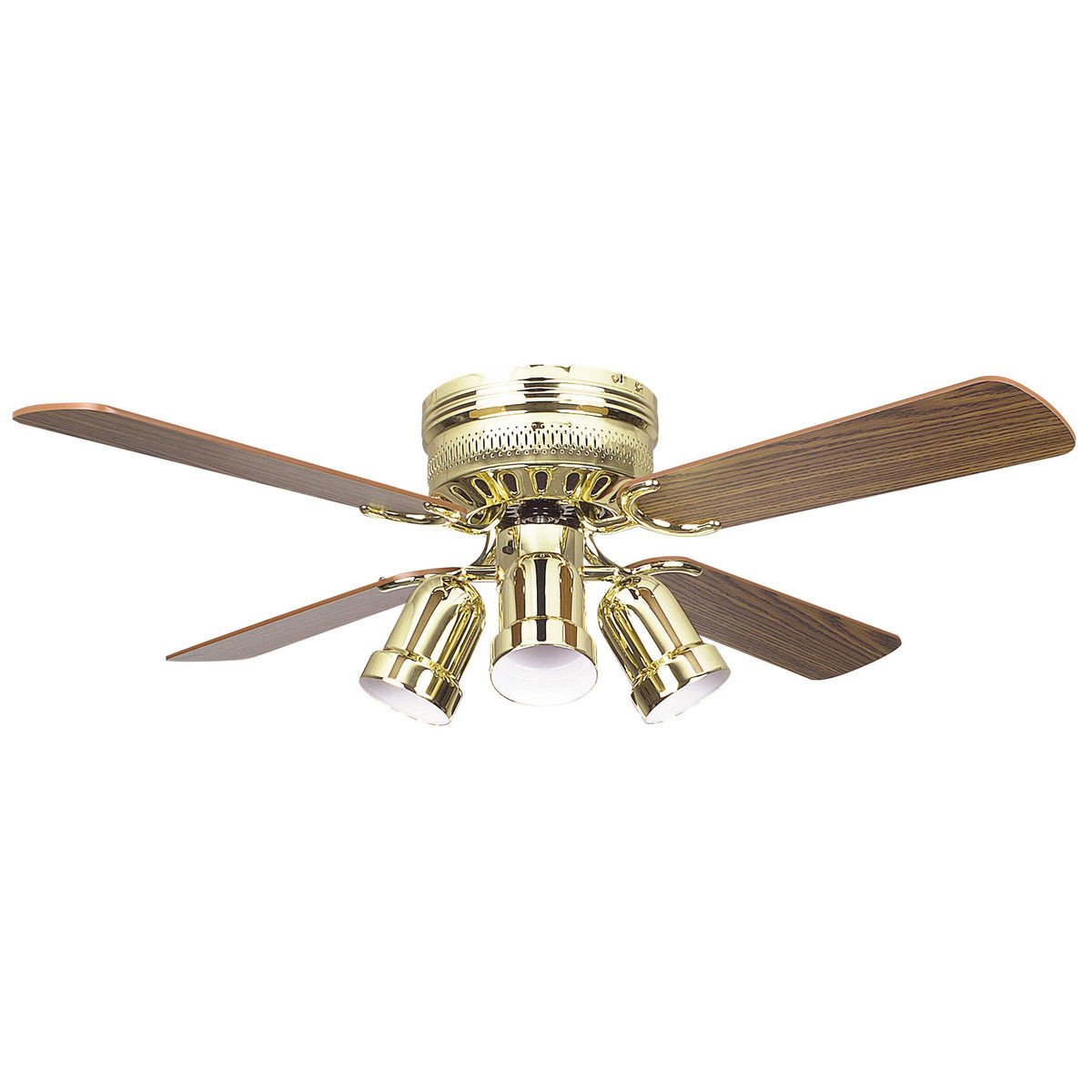 Concord 42 Inch Small Polished Brass Low Profile Hugger Ceiling Fan with Light Kit - Perfect for Bedrooms, Living Rooms, and Home Offices