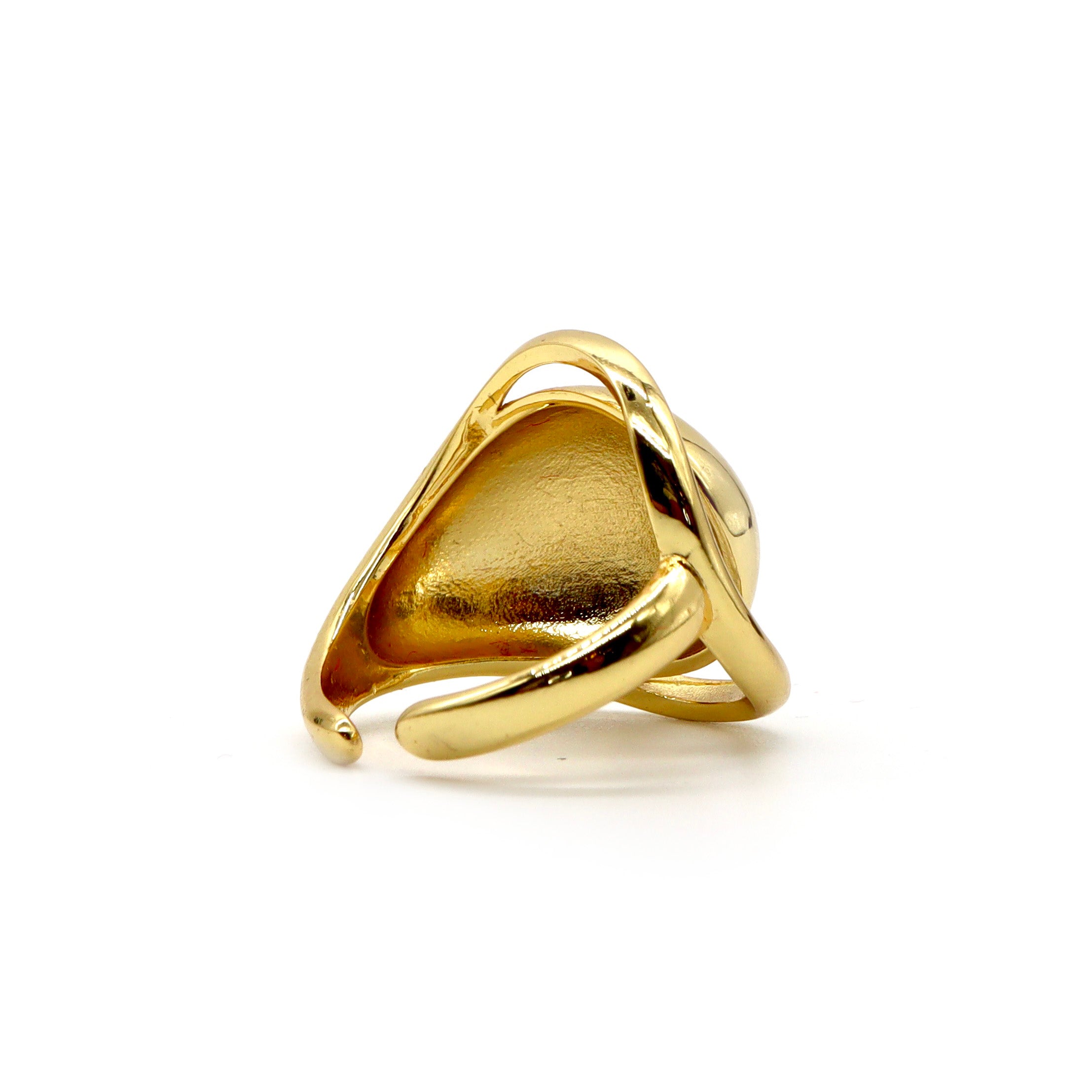 18K Gold Plated Dome Statement Ring - Elegant Sculptural Jewelry for Women, Perfect for Weddings, Parties and Special Occasions