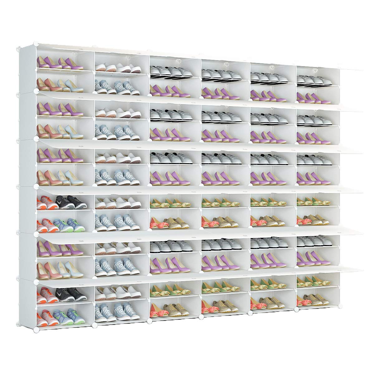 KOUSI 72 Grids Expandable Shoe Rack Organizer - Portable Tower Shelf Storage Cabinet for Heels, Boots & Slippers (White) | Perfect for Closet, Bedroom & Entryway Organization