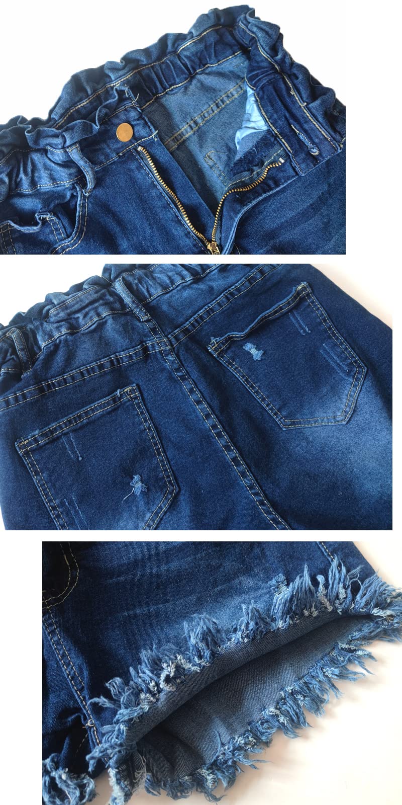 Atditama Women's High Waisted Stretch Denim Shorts - Elastic Waist Ripped Skinny Jean Shorts for Summer | Perfect for Casual Outfits, Beach Vacations & Street Style