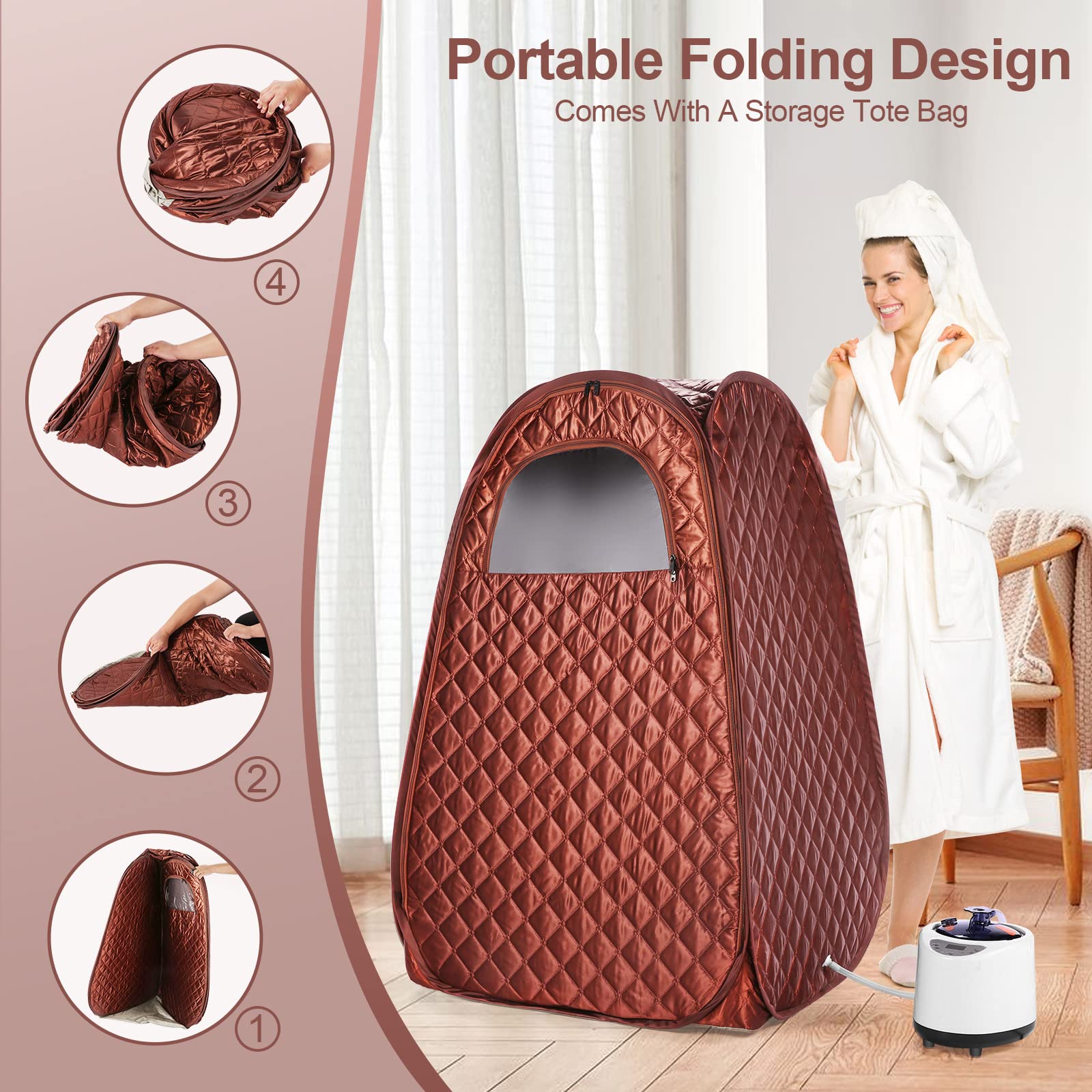Portable Steam Sauna Tent for Home - 2.6L 1000W Steamer with 90 Minute Timer, Chair & Remote Control | Personal Relaxation, Detox & Weight Loss Therapy