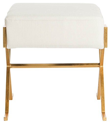 Safavieh Luna Light Beige Greek Key Upholstered Bench - Stylish Entryway, Bedroom or Living Room Seating Furniture
