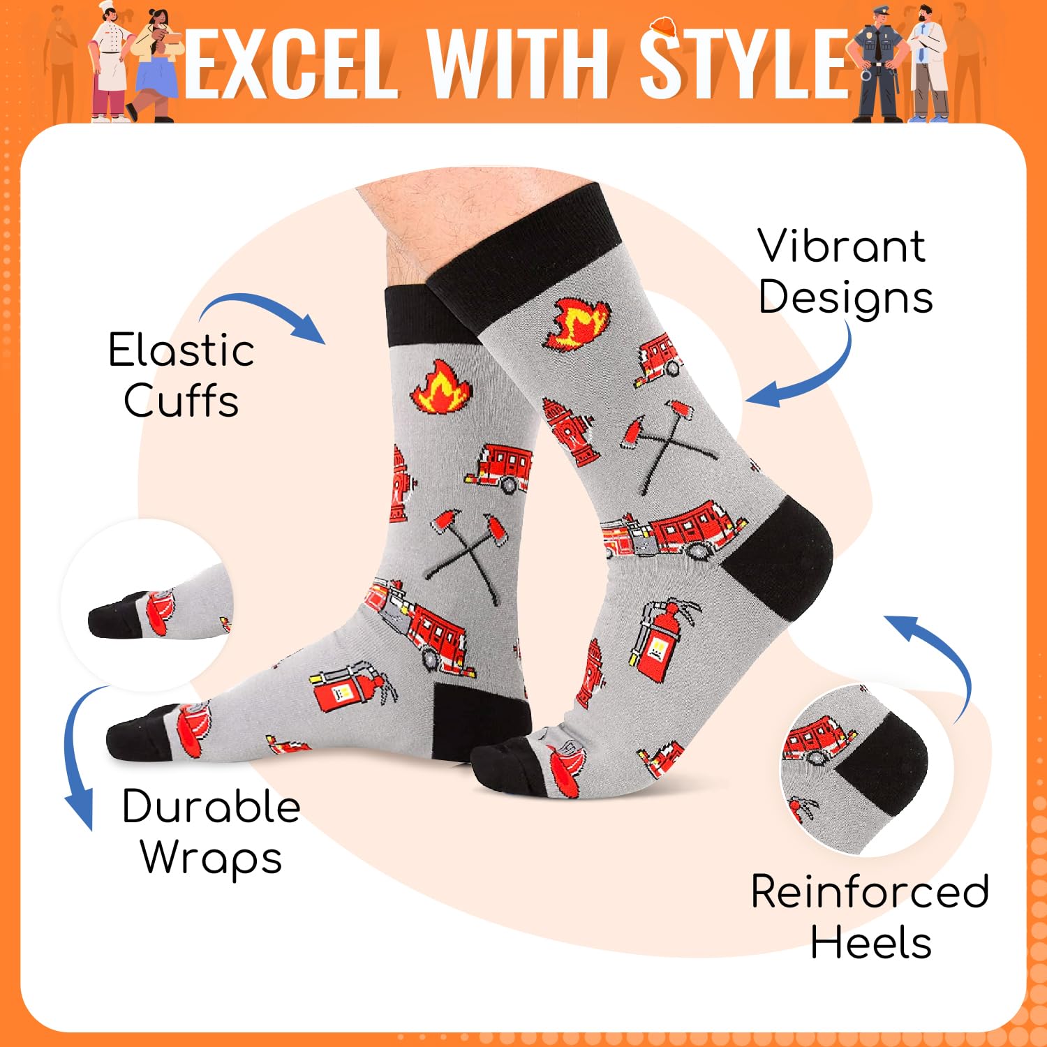 Funny Novelty Socks for Firefighters, Lawyers, Veterinarians, Dentists & Police - Perfect Gift for Men & Women - Great for Work, Holidays & Special Occasions