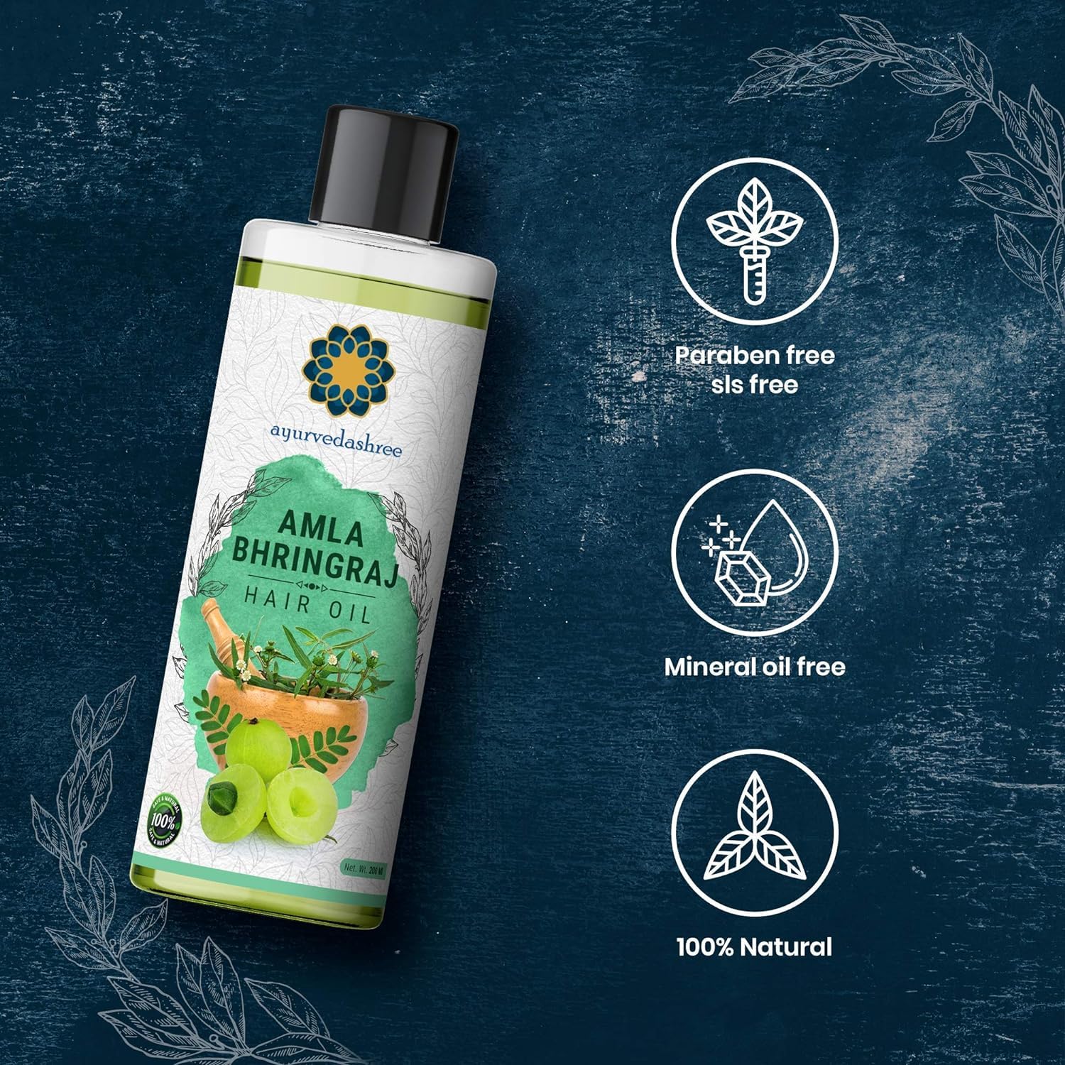 **Organic Hair Growth Oil - 200ml with Amla, Bhringraj, Brahmi & 7 More Herbs for Stronger, Healthier Hair - Perfect for Daily Scalp Massage & Deep Conditioning**