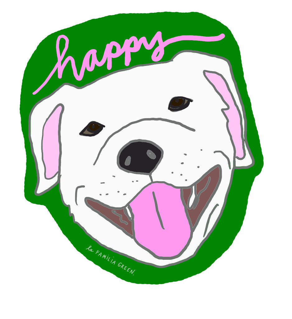 Happy Dog Sticker - Cute Pet Decals for Laptops, Water Bottles & Notebooks | La Familia Green