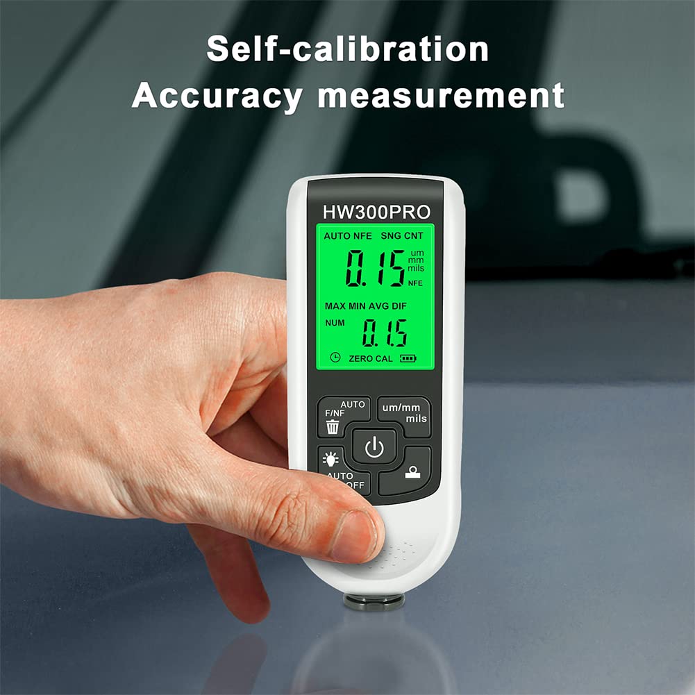 EMVANV Digital Paint Thickness Gauge - Auto Body Coating Meter with LCD Display & Zero Calibration - Perfect for Car Detailing, Auto Repair & Industrial Coating Measurement (White)
