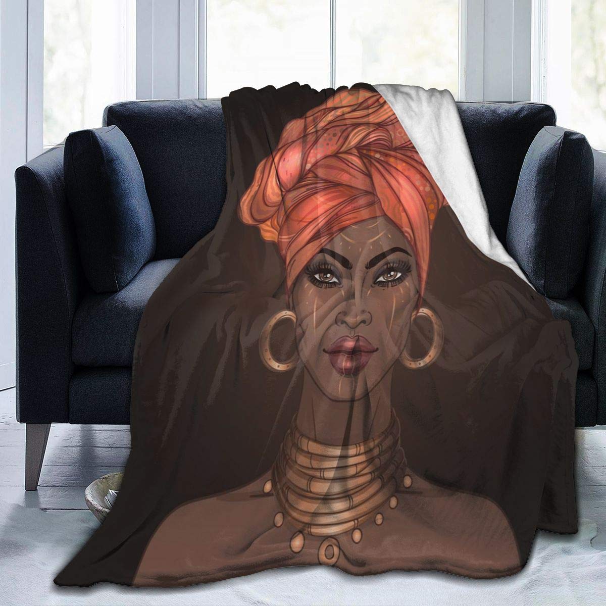Soft Flannel Fleece Throw Blanket 40x50 Inches - Lightweight & Cozy African Print Blanket for Women - Perfect for Living Room, Bedroom, Sofa & Couch - Ideal for Netflix Nights, Reading Nooks and Winter Snuggles