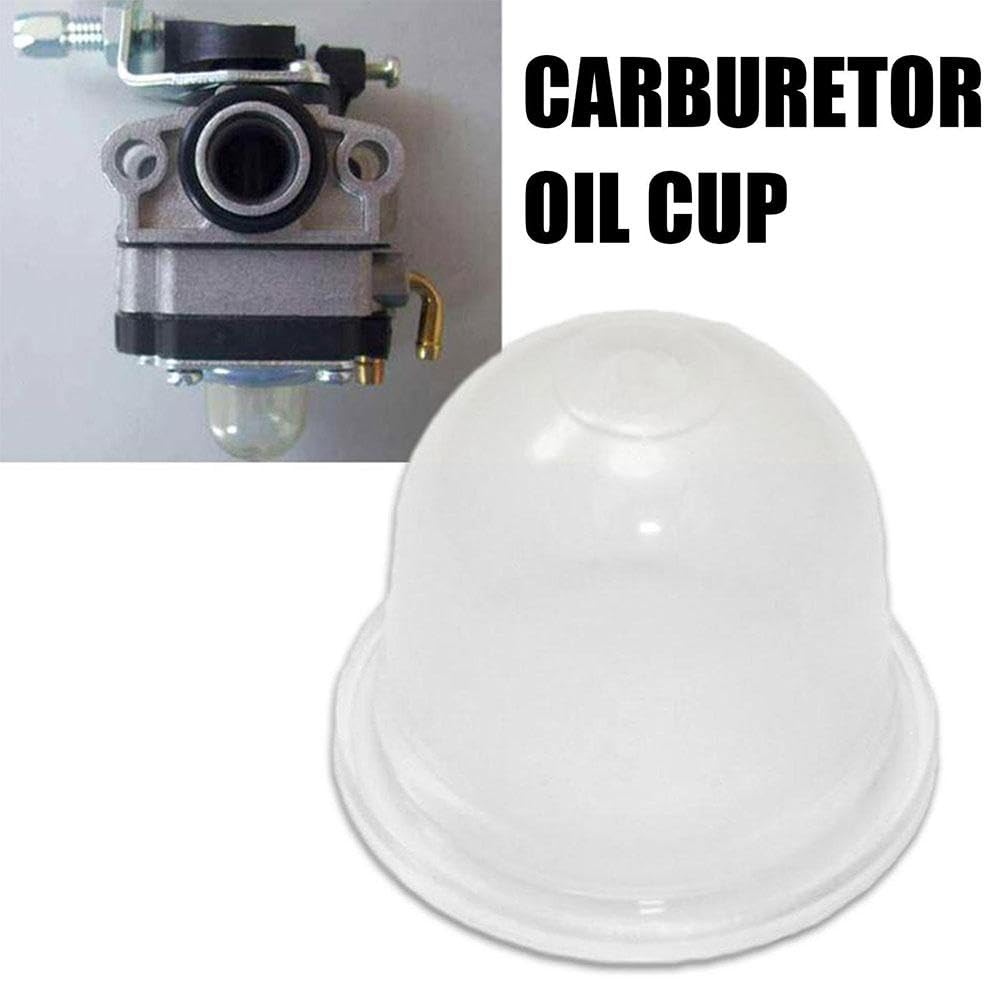 10 Pack Clear Carburetor Oil Bubbles with Rubber Caps - Universal Small Oil Cup Replacement for Lawn Mowers, Gardening Tools & Small Engines - Durable Fuel Pump Oil Reservoir for Carburetor Maintenance & Engine Repair