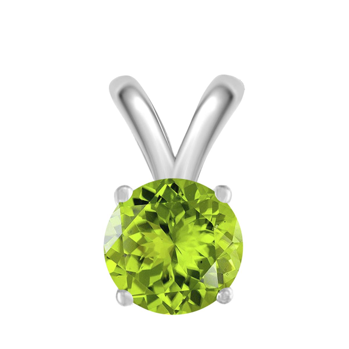 0.25Ct Round Peridot Pendant Necklace in 14k White Gold (4mm) - Elegant Valentine's Day Gift for Her, Anniversary Present, Birthday Jewelry - Perfect for Romantic Occasions & Special Celebrations