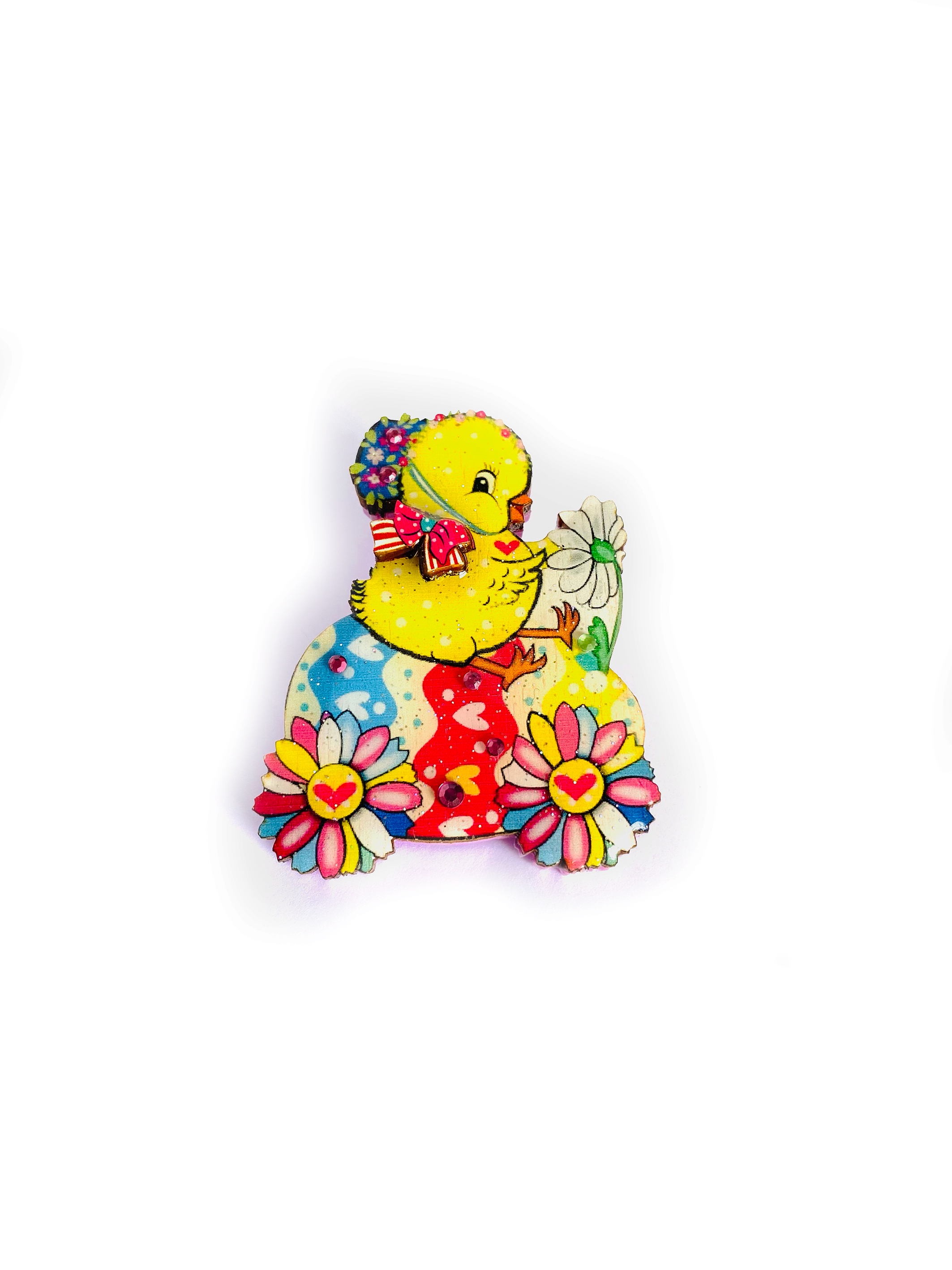 Chickadee Goes Riding Brooch by Rosie Rose Parker - Handmade Bird Pin for Women - Perfect for Jackets, Scarves & Hat Accessories