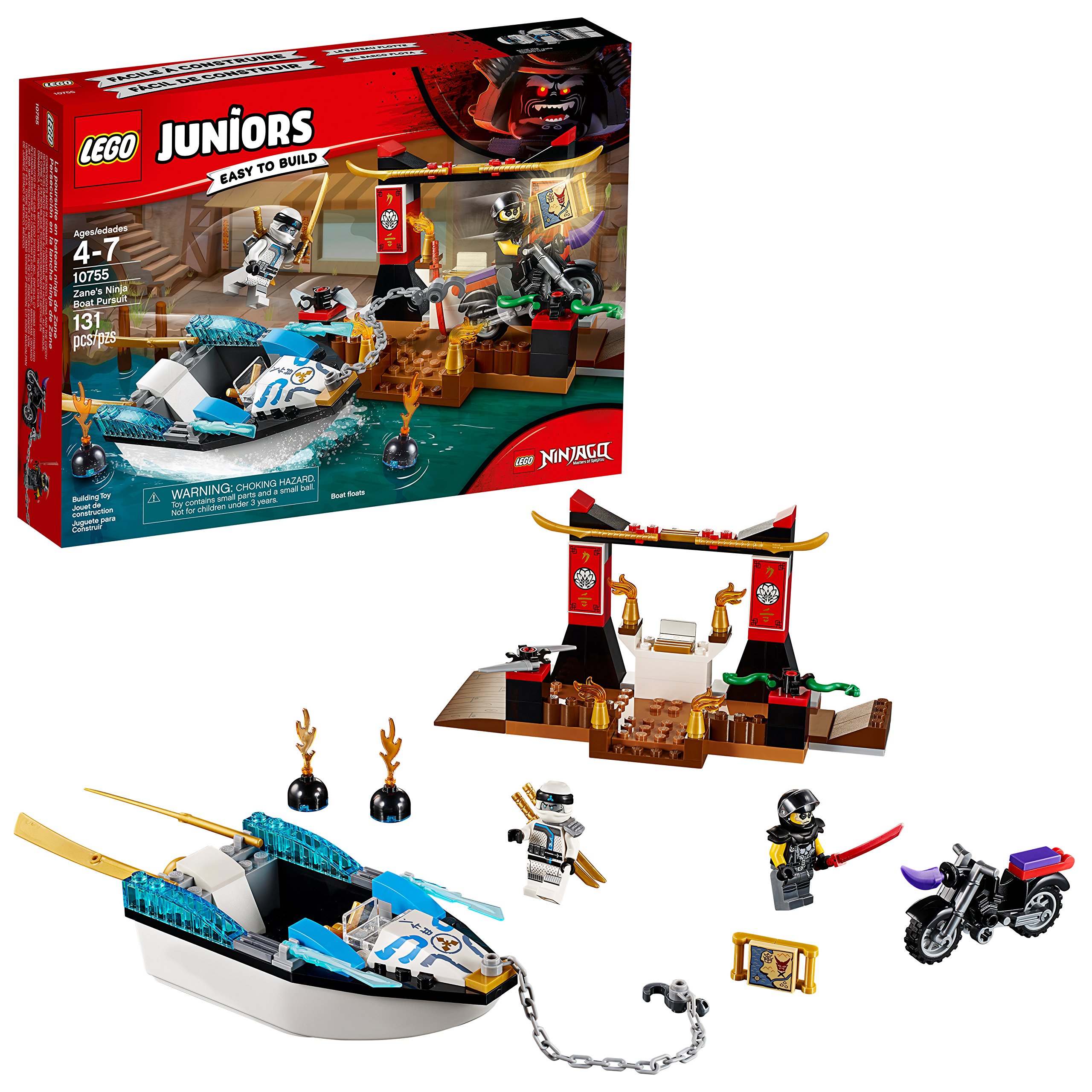 LEGO Juniors Zane's Ninja Boat Pursuit 10755 Building Kit (131 Pieces) - 4+ Years Old Kids Toy for Creative Play & Ninja Themed Adventures