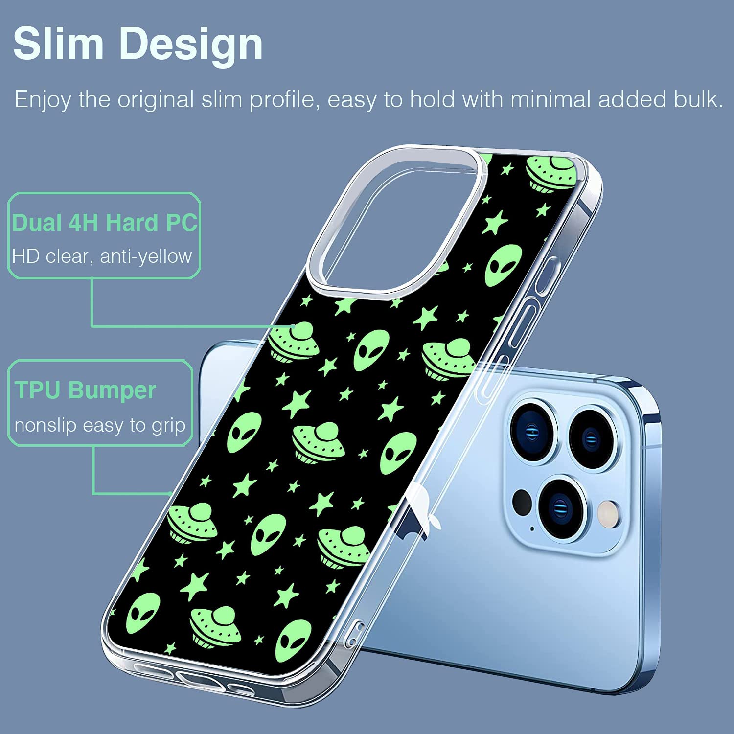 Alien UFO Clear iPhone 13 Pro Case - Soft TPU Full Body Protective Cover | Shockproof Slim Design | Perfect Gift for Men & Women | Ideal for Daily Use, Travel & Outdoor Activities