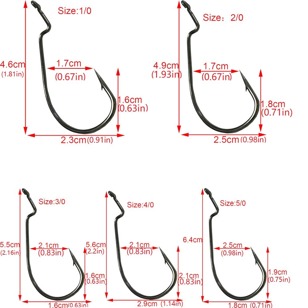 30pcs Wide Gap Jig Fishing Hooks Set - Offset Worm Hooks for Bass, Trout & Walleye - Perfect for Freshwater & Saltwater Fishing, Kayak Fishing & Ice Fishing