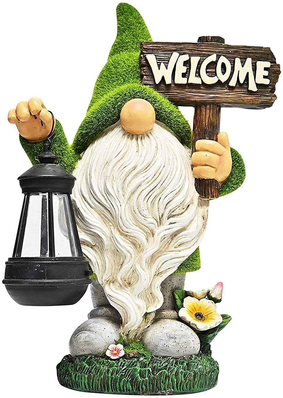 Solar Powered Dwarf Resin Statue - Cute Cartoon Garden Decor for Outdoor Patio, Lawn & Yard - Waterproof Solar Light for Nighttime Landscape Decoration
