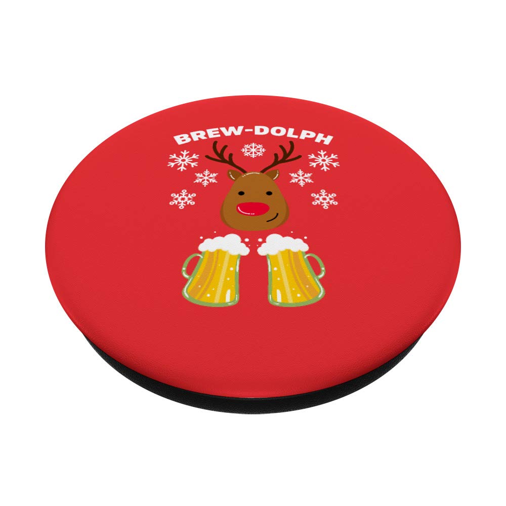 Funny Reindeer Beer Christmas PopSockets - Phone & Tablet Grip Stand with Brew Dolph Design | Perfect for Holiday Parties, Gift Giving & Festive Decor