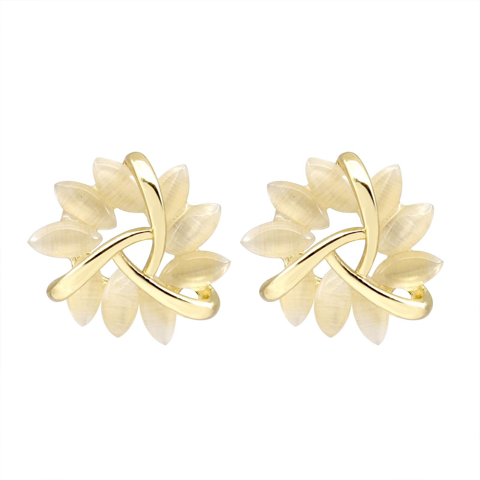 Crystal Flower Stud Earrings for Women - White Opal Floral Earrings | Elegant Beach Vacation Jewelry & Everyday Wear