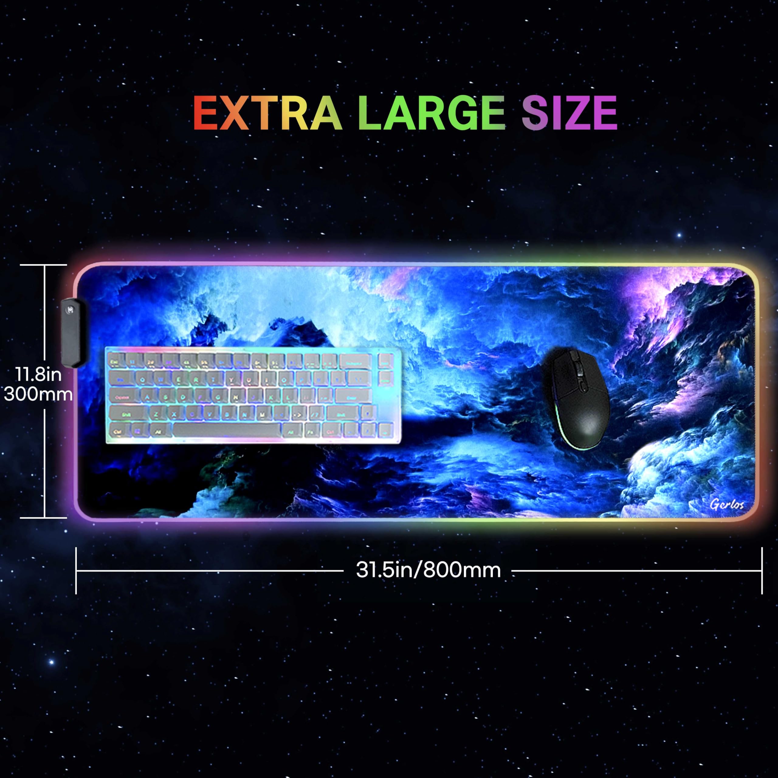 RGB Gaming Mouse Pad - Large Extended LED Mouse Mat with Non-Slip Rubber Base, Water-Resistant Keyboard Pad (31.5×11.8 inches) for PC, Computer, Office & Gaming Setup