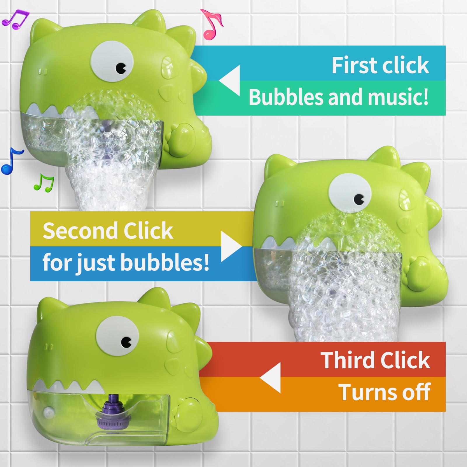 HAFAYI Dinosaur Bubble Bath Toys for Toddlers - Bathtub Bubble Machine with Music & 3 Wind-Up Water Toys - Fun Bath Time Toys for Kids Ages 1-5 Years Old (Green) - Perfect for Sensory Play, Early Learning & Family Bonding During Bath Time