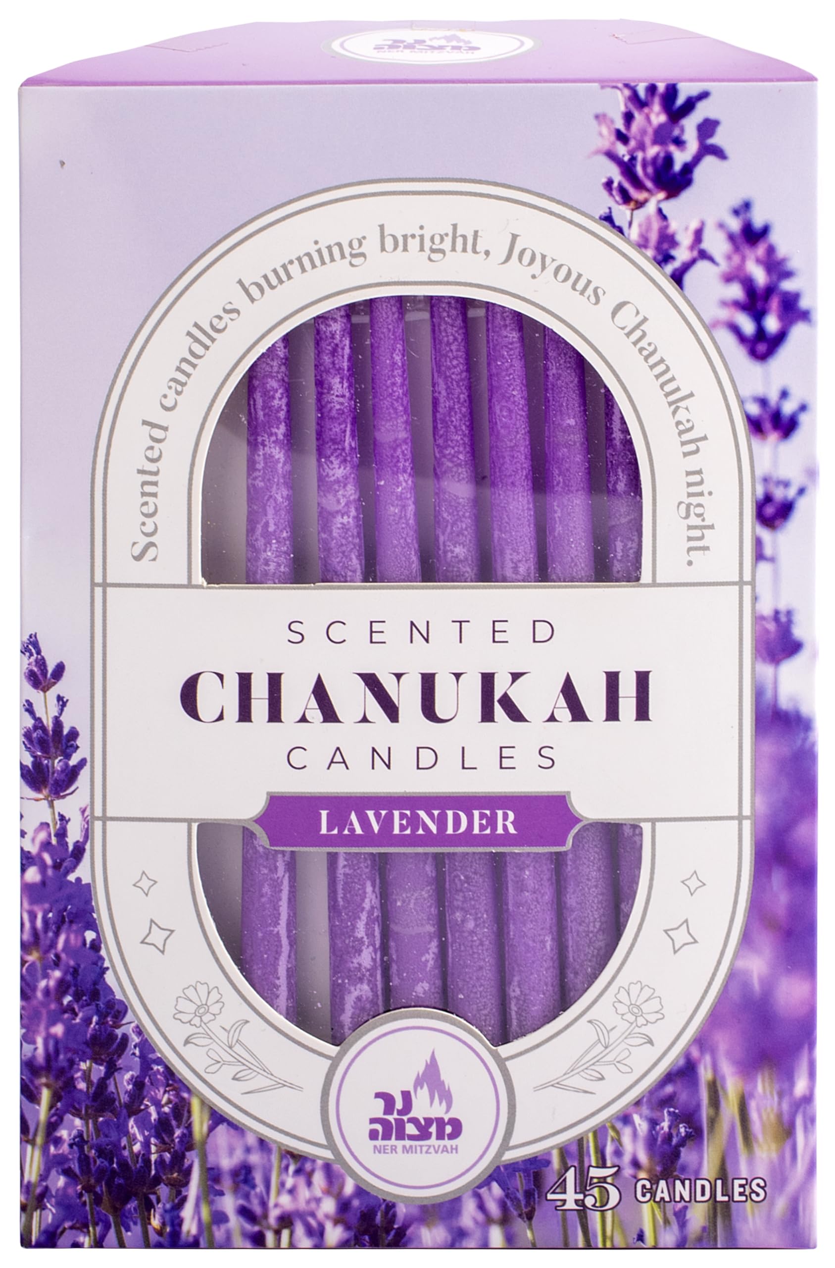 Premium Scented Dripless Hanukkah Candles - Standard Size Fits Most Menorahs, 45-Pack Purple Candles for All 8 Nights of Hanukkah | Long-Lasting Wax for Home Celebrations & Jewish Traditions