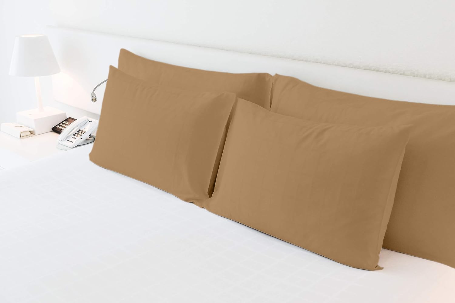 Premium 100% Natural Cotton King Pillowcases Set of 2 - 600 Thread Count, Taupe, 20 x 40 Inch - Soft & Breathable Bedding for Luxurious Sleep & Home Decor