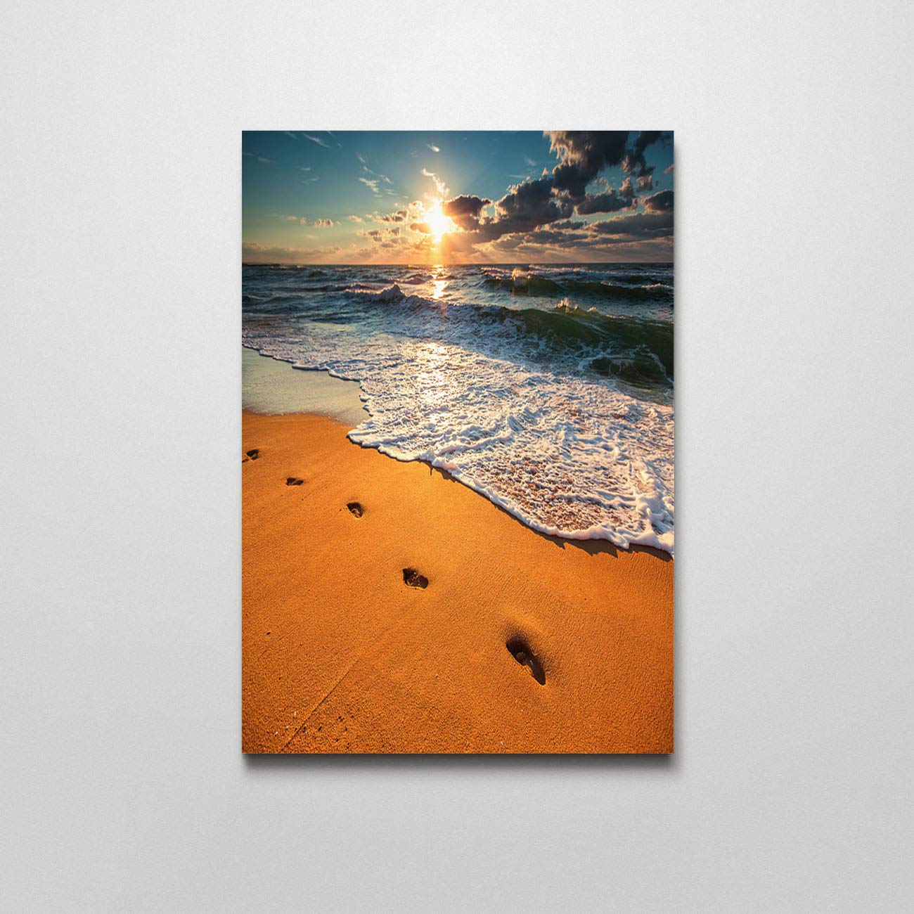 Beach Sunrise Canvas Print Wall Art - 16x24 Inch Ocean Sunrise Painting for Bedroom & Living Room Decor - Coastal Home Decor Perfect for Beach Houses, Vacation Rentals & Seaside Themed Interiors