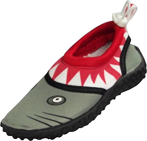 NORTY Wave Aqua Sock Water Shoes for Kids - Quick-Dry Swim Shoes for Beach, Pool & Water Sports - Non-Slip Sole Shark Design Aqua Shoes for Boys & Girls