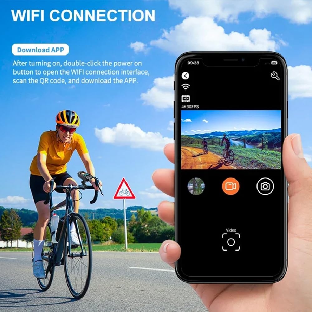 Scalewbin 3-in-1 4K Sports Action Camera - HD Dash Cam, Bike Helmet Camera & Cycling Recorder with Built-in Light for Motorcycle, Bicycle & Outdoor Adventures