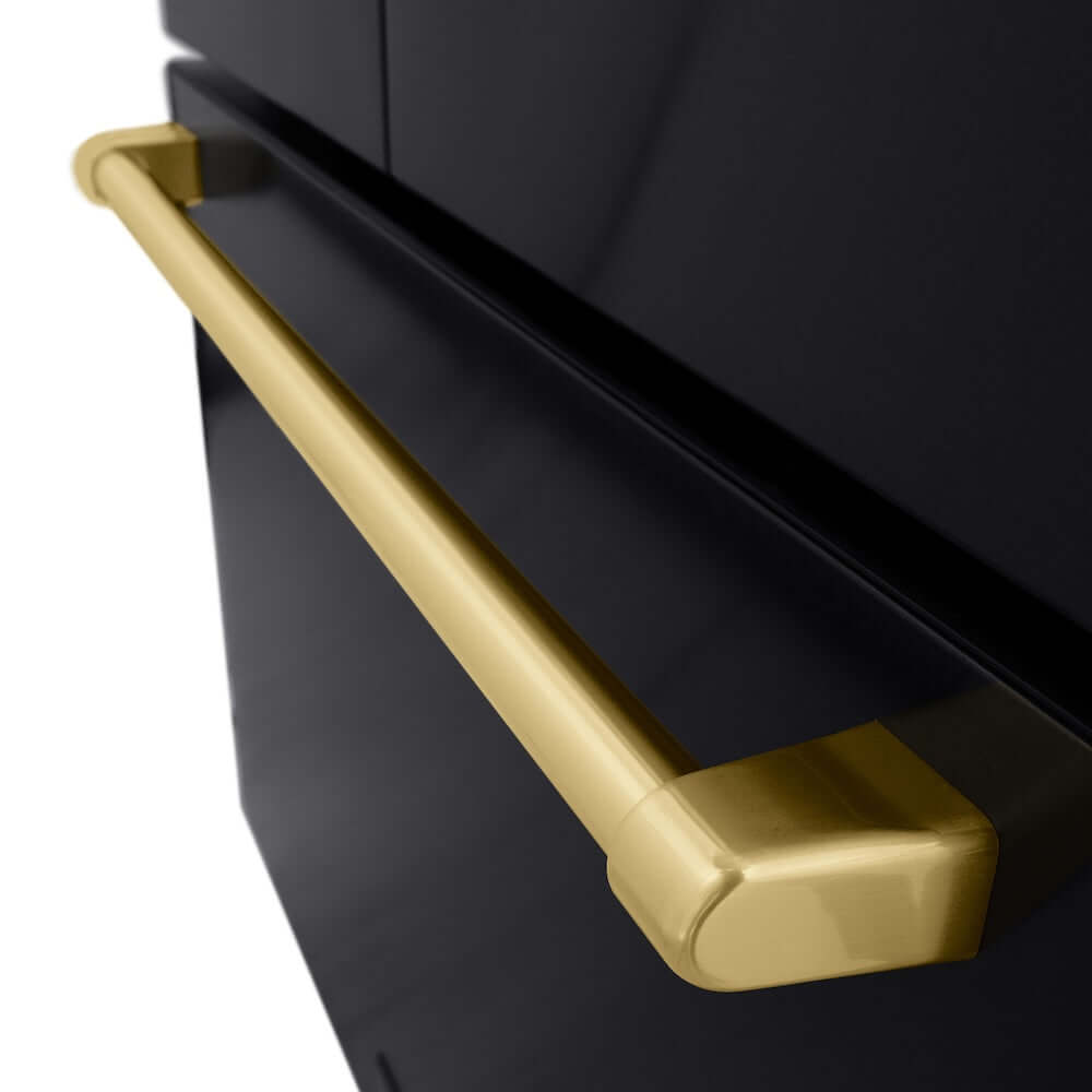 ZLINE Autograph Edition 36 Inch French Door Refrigerator - 28.9 cu. ft. Capacity, External Water Dispenser, Dual Ice Maker, Fingerprint Resistant Black Stainless Steel with Champagne Bronze Handles - Perfect for Modern Kitchens & Entertaining Spaces (RSMZ W 36 BS CB)