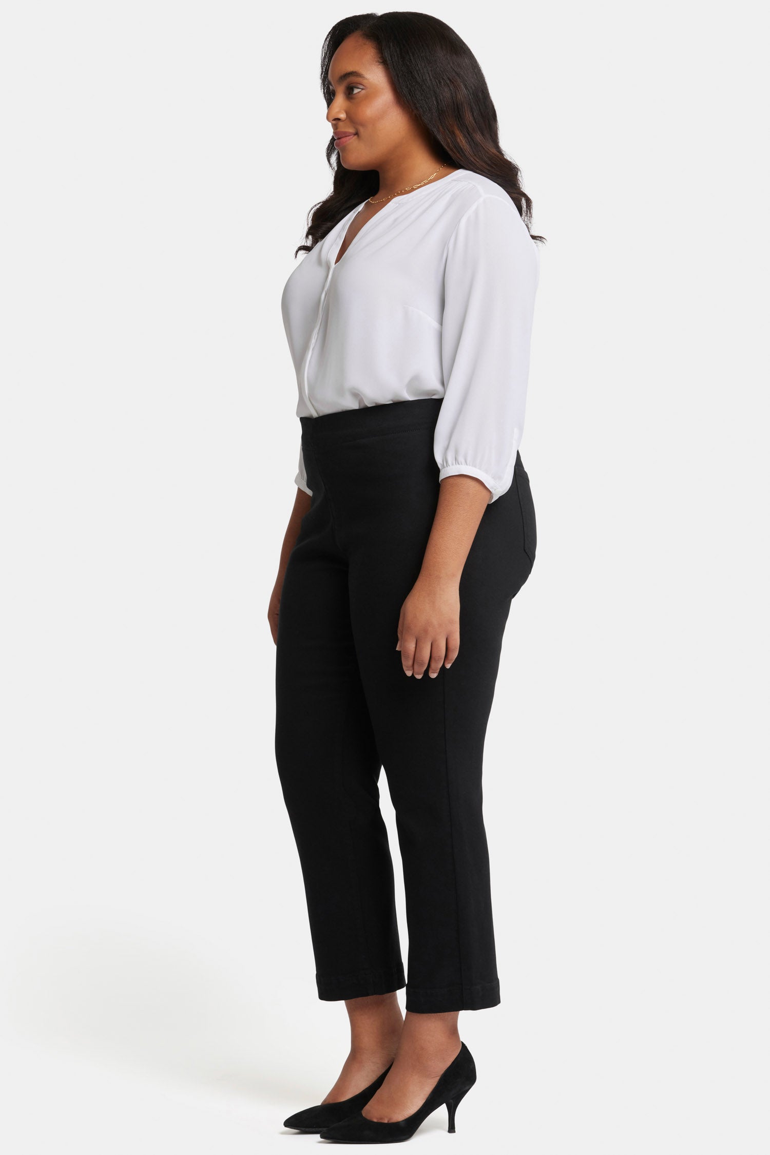 Plus Size Bailey Relaxed Straight Ankle Pull On Jeans in Overdye Black | Comfortable Stretch Denim Pants for Women | Perfect for Casual Wear, Office & Weekend Outings