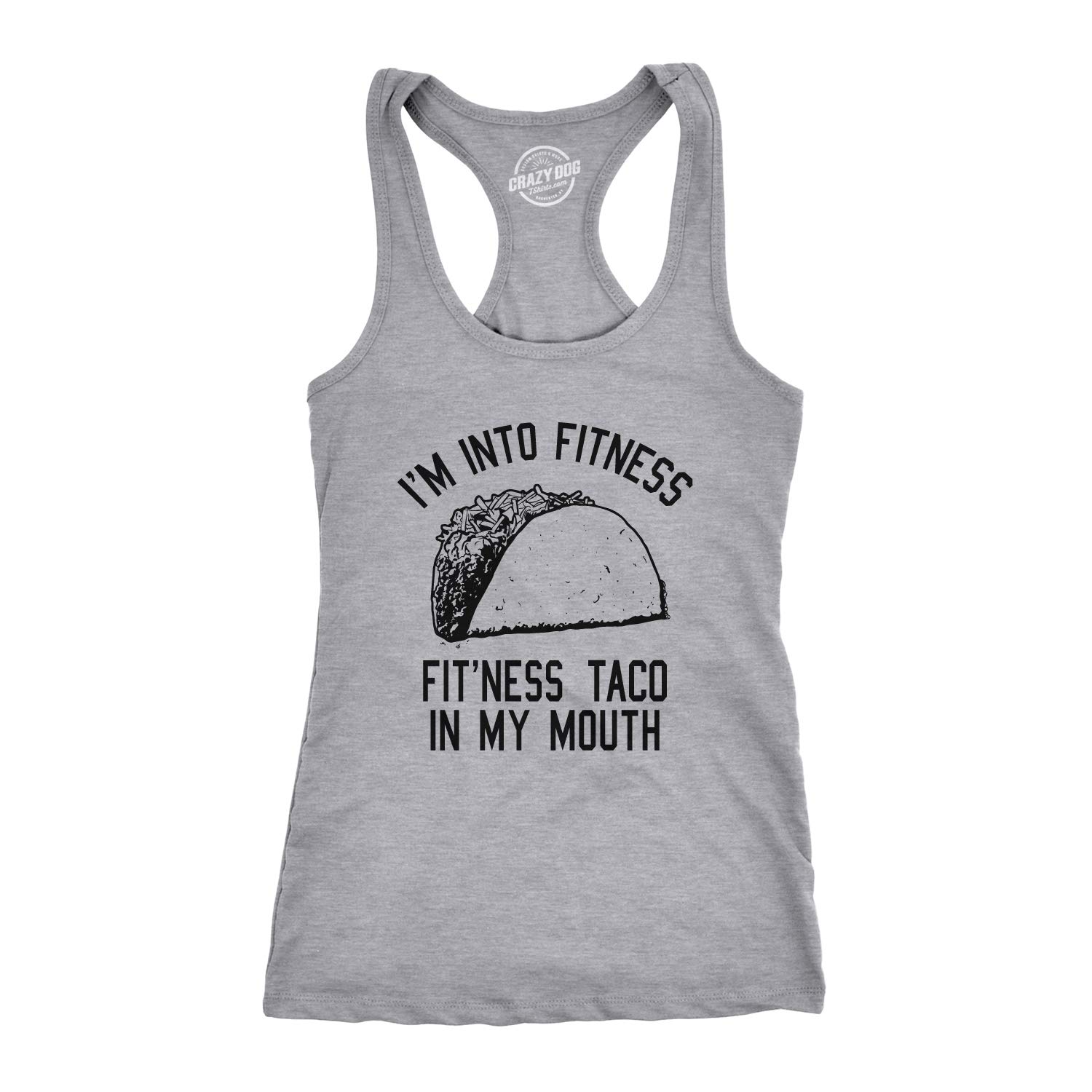 Funny Women's Fitness Tank Top - Crazy Dog T-Shirts 'Taco in My Mouth' Graphic Tee | Gym Workout, Casual Wear & Funny Gift Idea