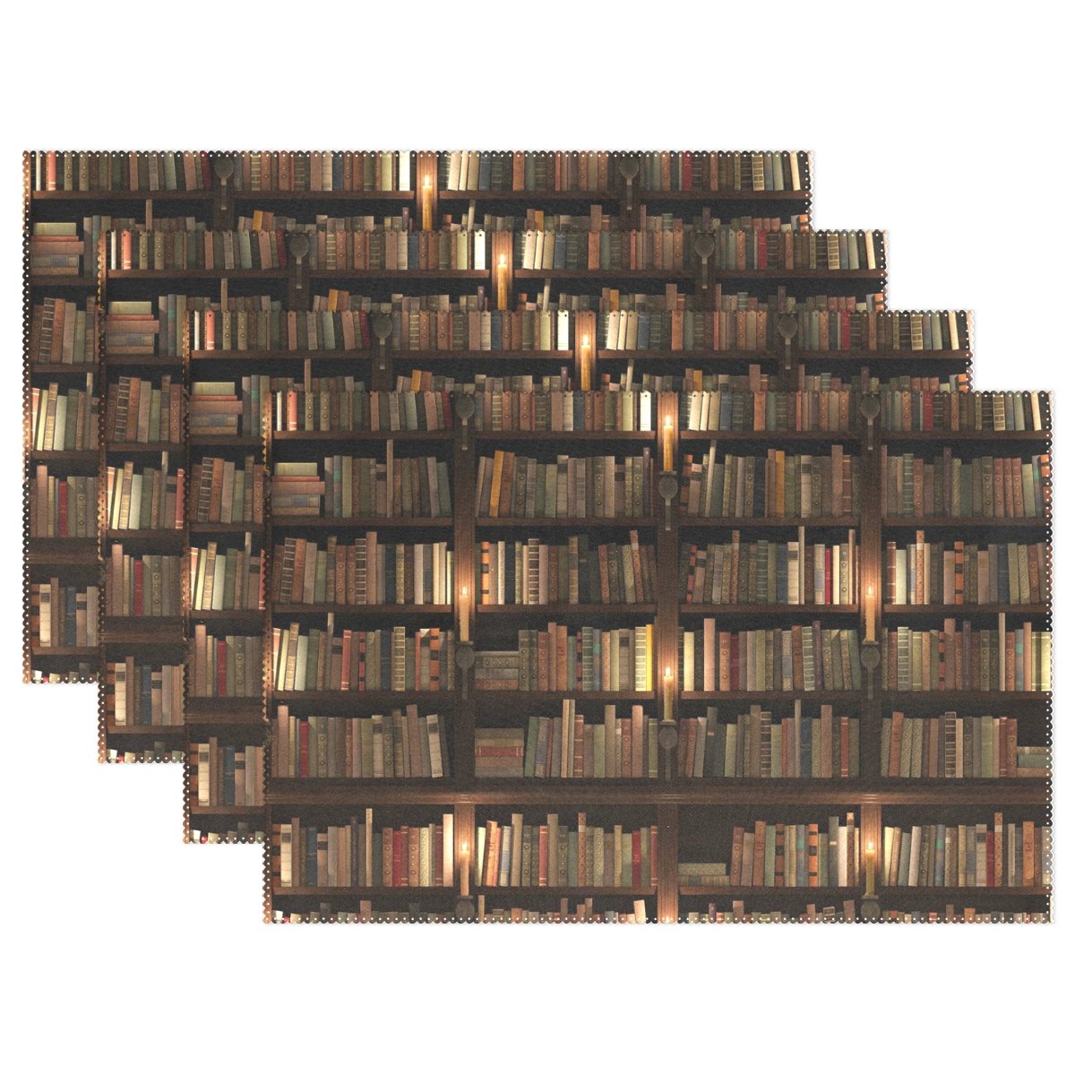 WOZO Bookworm Book Shelf Placemat Set of 6 - 12