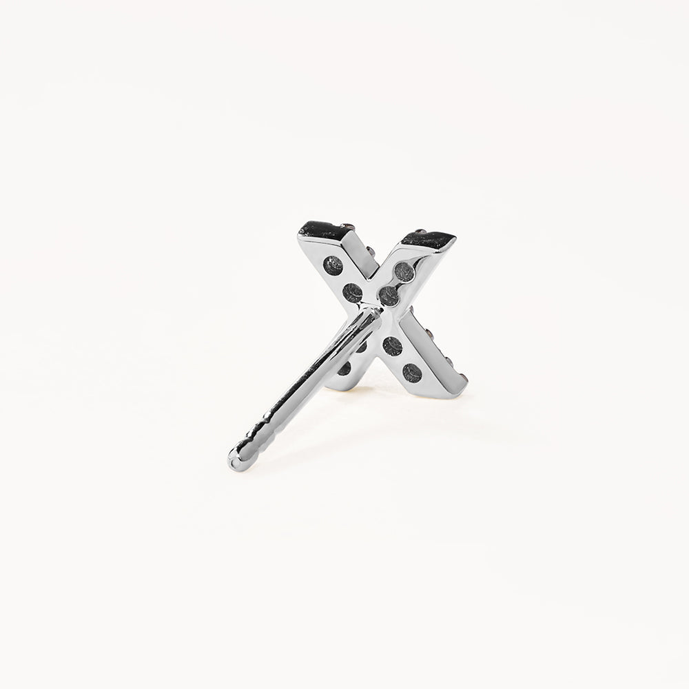 Diamond Letter X Single Stud Earring in Sterling Silver - Perfect for Gifts, Birthdays & Everyday Elegance