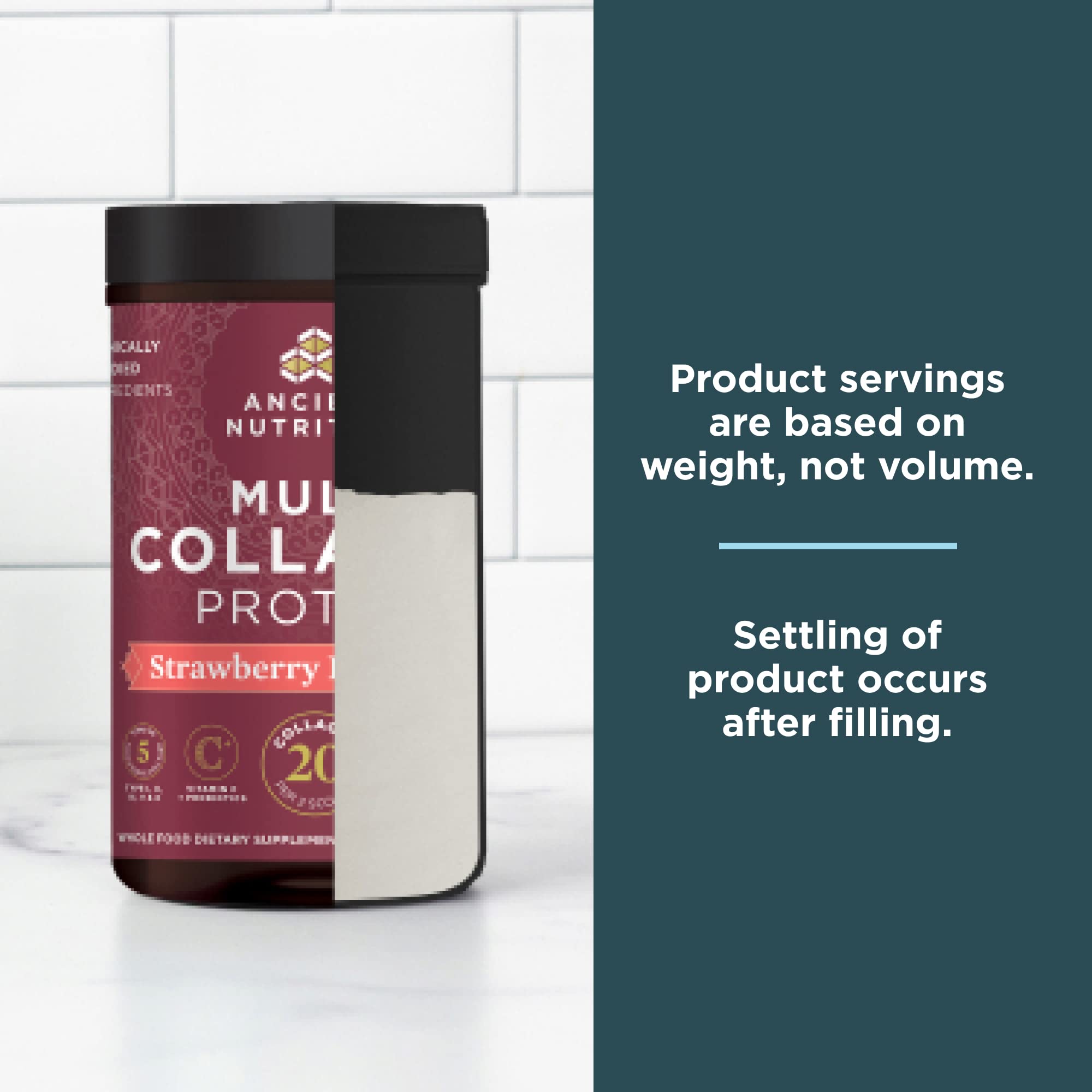 Ancient Nutrition Multi Collagen Protein Powder - Strawberry Lemonade Flavor (9.65oz, 24 Servings) with Hydrolyzed Collagen Peptides & Vitamin C for Skin, Nails, Gut & Joint Health | Perfect for Smoothies, Post-Workout Recovery & Daily Wellness Boost