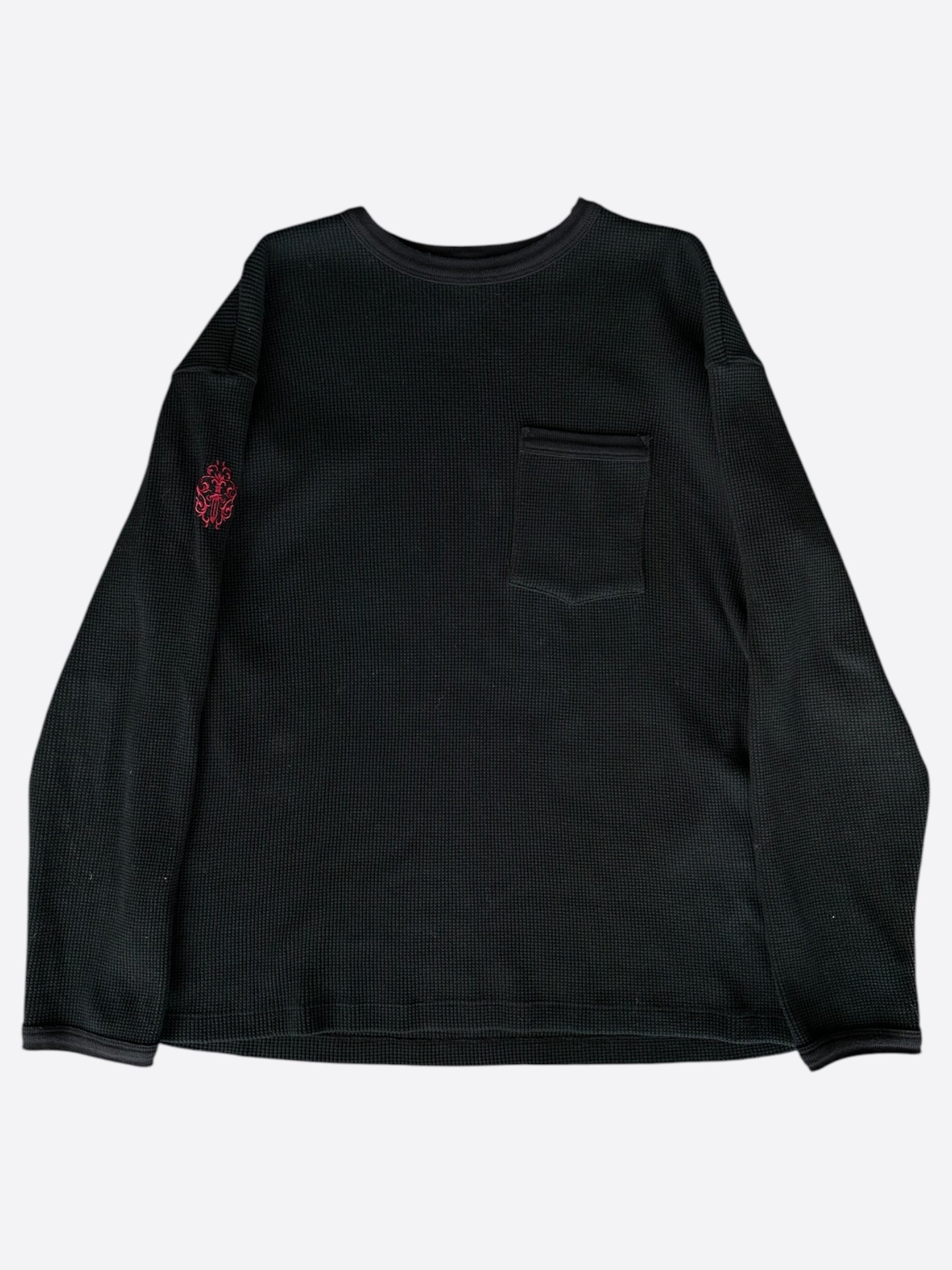 Chrome Hearts Black & Red Dagger Logo Thermal Long Sleeve T-Shirt for Men - Stylish Streetwear & Winter Layering Essential