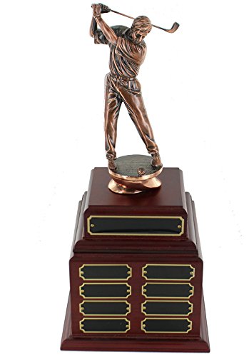 Perpetual Male Golf Trophy with 24 Engraved Plates - Customizable Awards for Golf Tournaments, Club Events & Retirement Gifts - Perfect for Office Decor & Sports Memorabilia