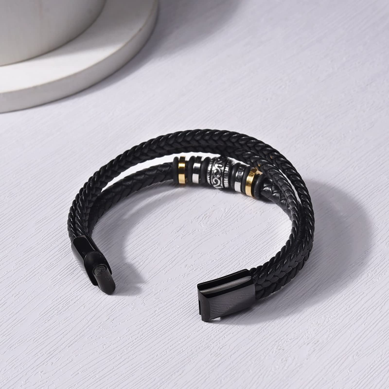 Handmade Braided Leather Bracelet for Men & Boys - Thoughtful Grandson, Son, Brother, Nephew Gift from Grandma or Mom - Perfect for Birthdays, Holidays & Special Occasions