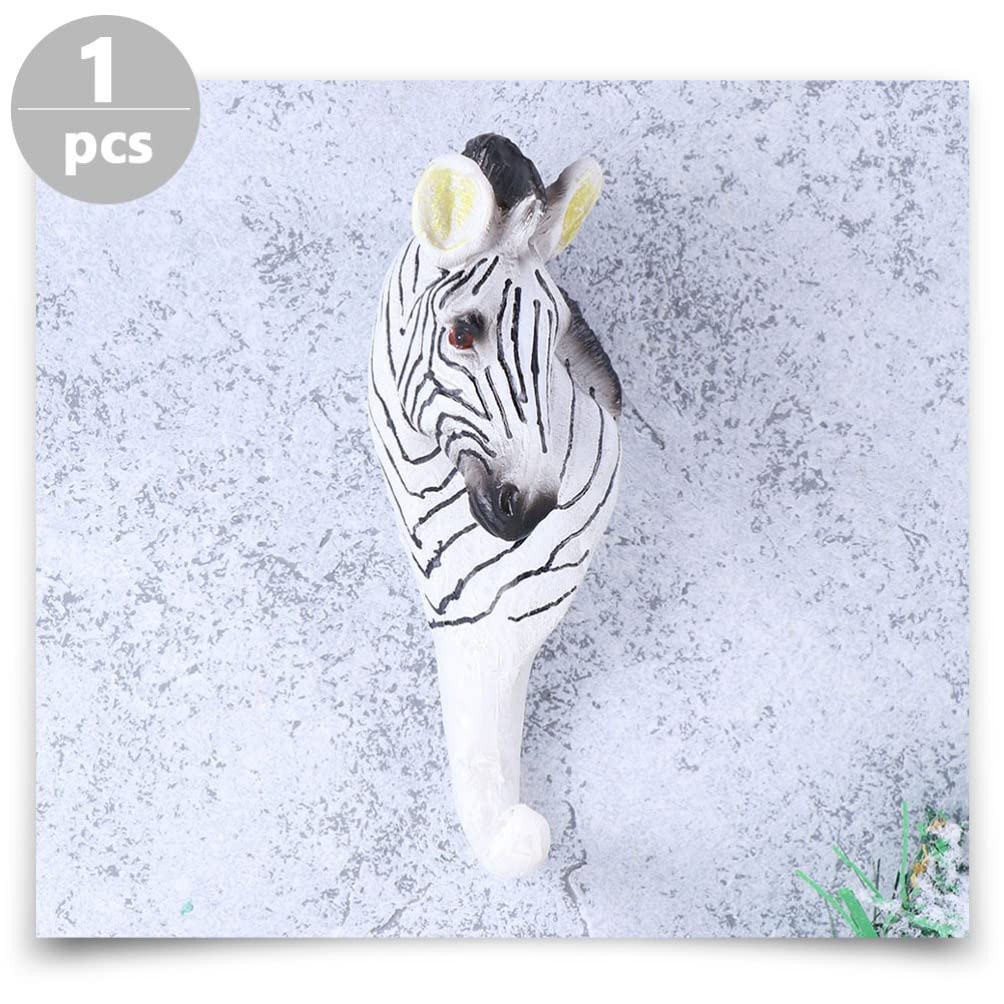 Garneck Decorative Animal Wall Hooks - Zoo Themed Coat Hooks for Home Entryway, Towel & Robe Hanging (Zebra Design, Resin Wall Mounted Hooks) - Perfect for Kids' Rooms, Bathrooms & Entryway Organization