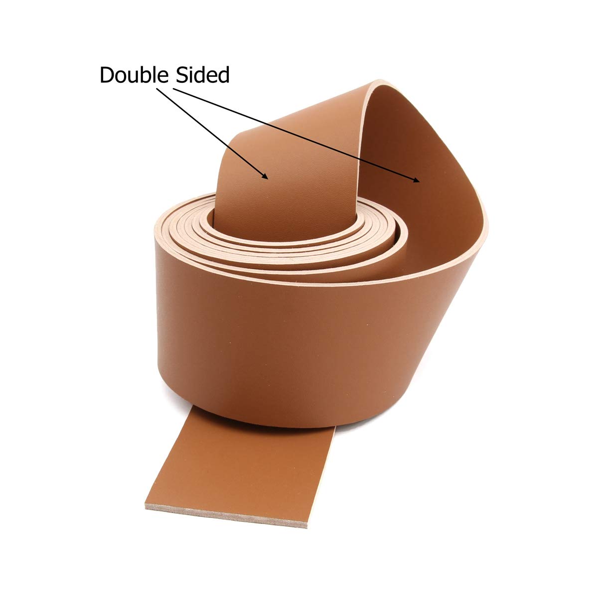 2 Inch Wide Double Sided Faux Leather Strip - 72 Inches Long Tan Brown Craft Strap for DIY Projects, Belt Making, Bag Straps & Leatherworking Supplies