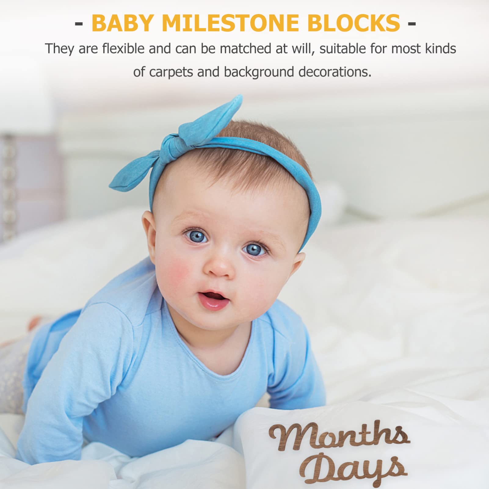 VICASKY 4 Pack Wooden Baby Milestone Photo Props - Customizable Monthly Age Number Signs for Newborn Photography, First Birthday & Monthly Growth Pictures (1-12 Months) - Perfect for Baby Shower Gifts and Nursery Decor
